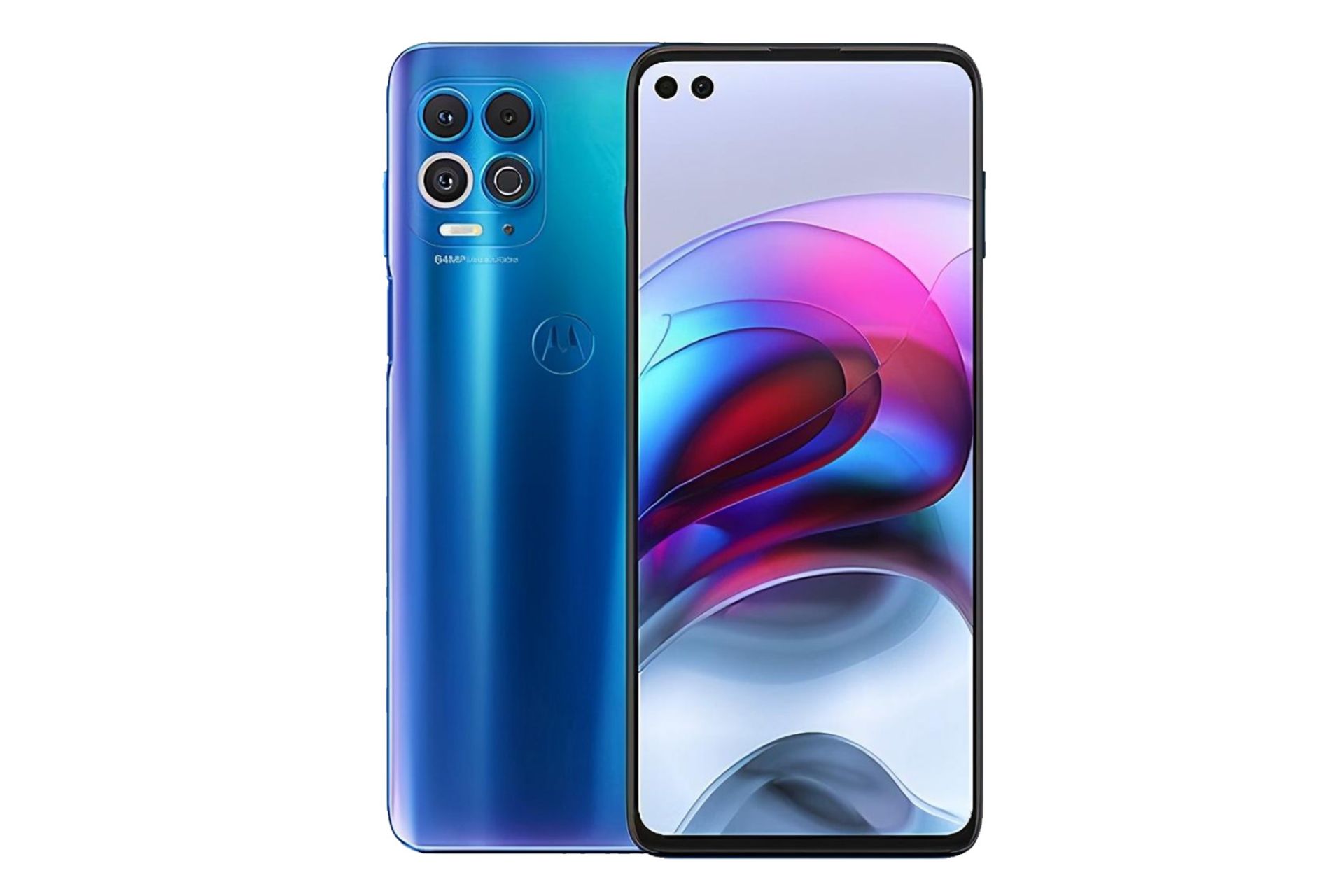 نمای جلو و پشت موبایل اج اس موتورولا رنگ آبی