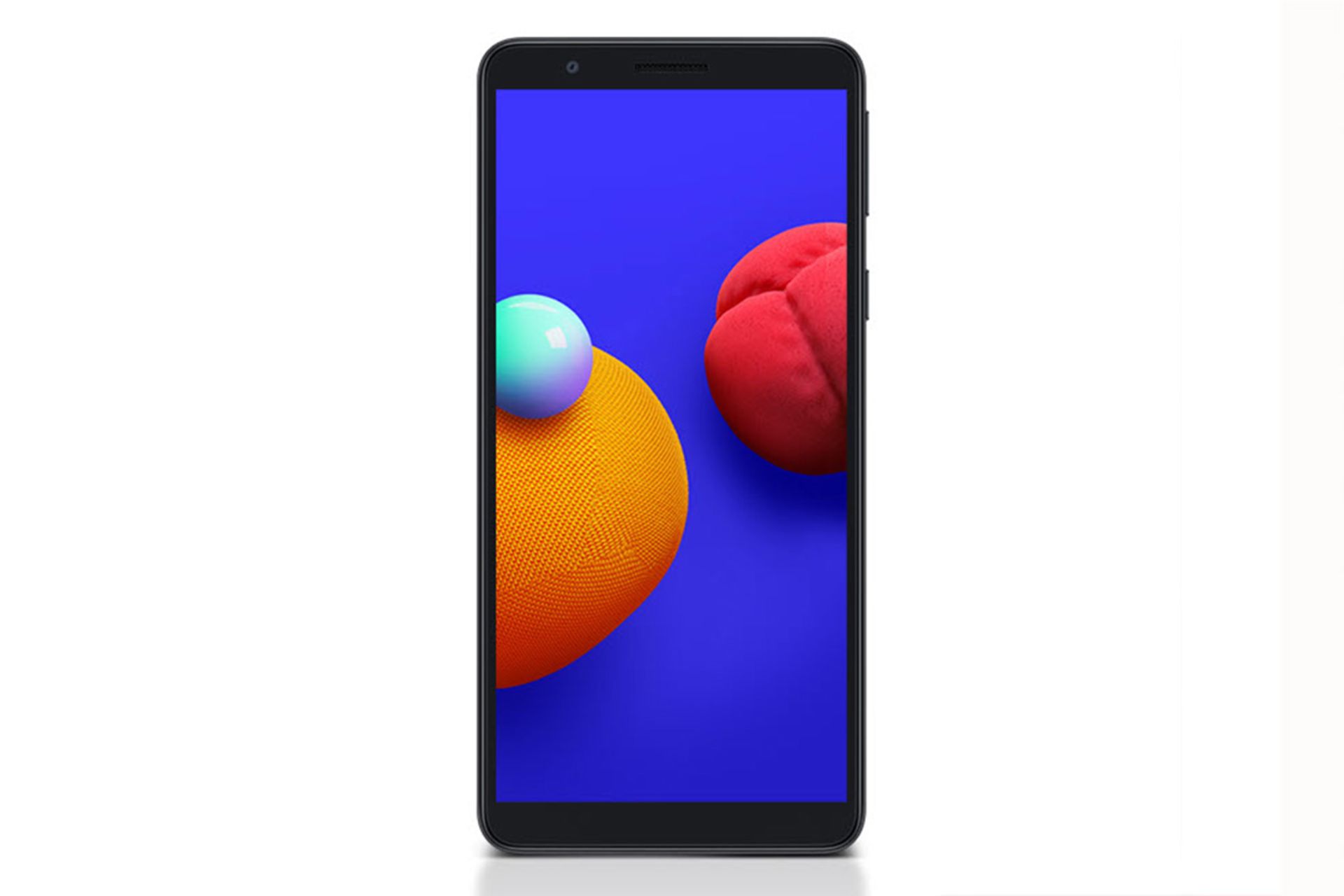 نمای جلو گوشی سامسونگ گلکسی A01 کور با صفحه روشن