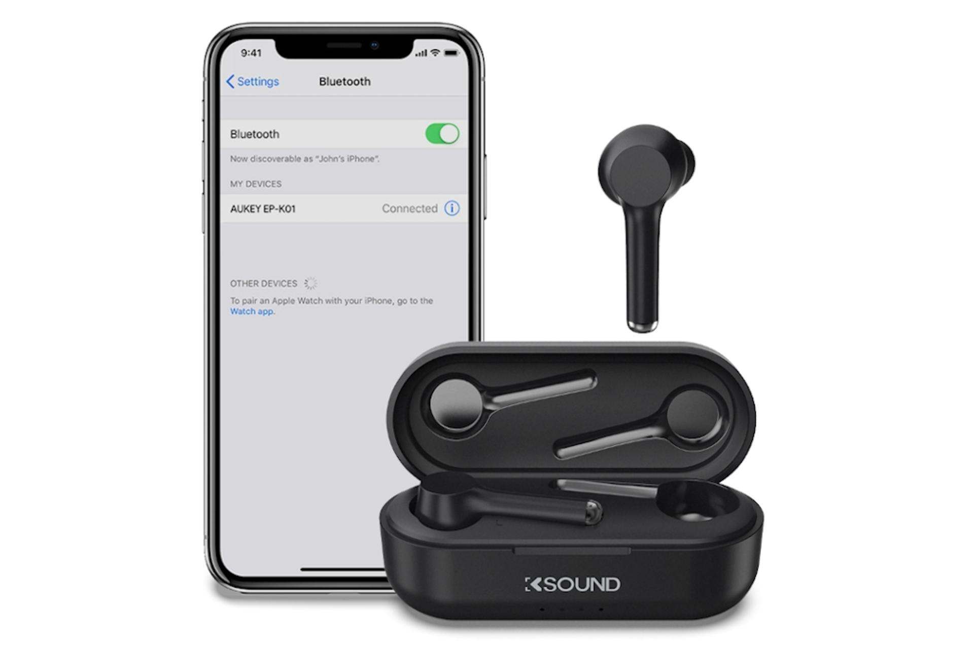 اتصال به موبایل هدفون بی سیم آکی Aukey EP-K01