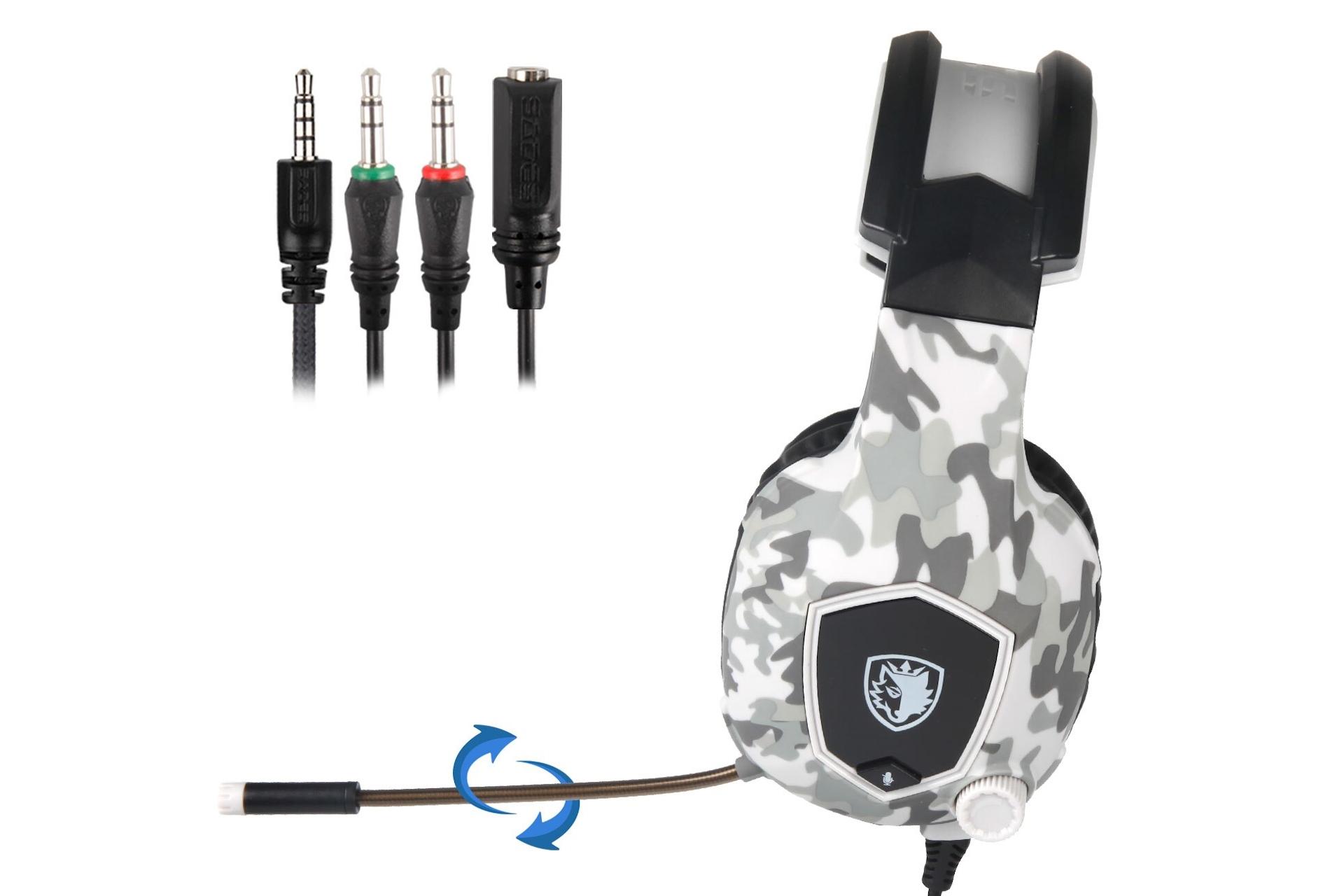 نمای جانبی هدست گیمینگ سادس SADES SA-818 پلنگی سفید