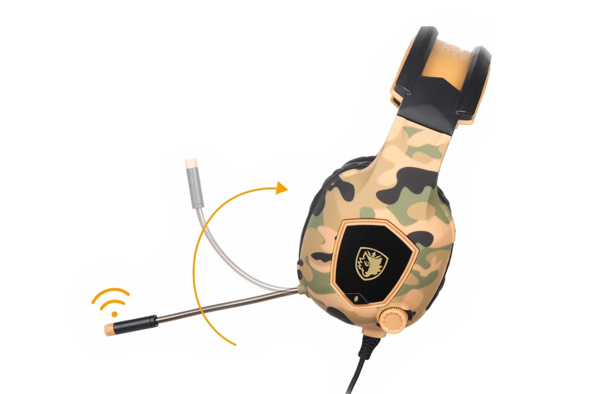 نمای جانبی هدست گیمینگ سادس SADES SA-818 پلنگی زرد