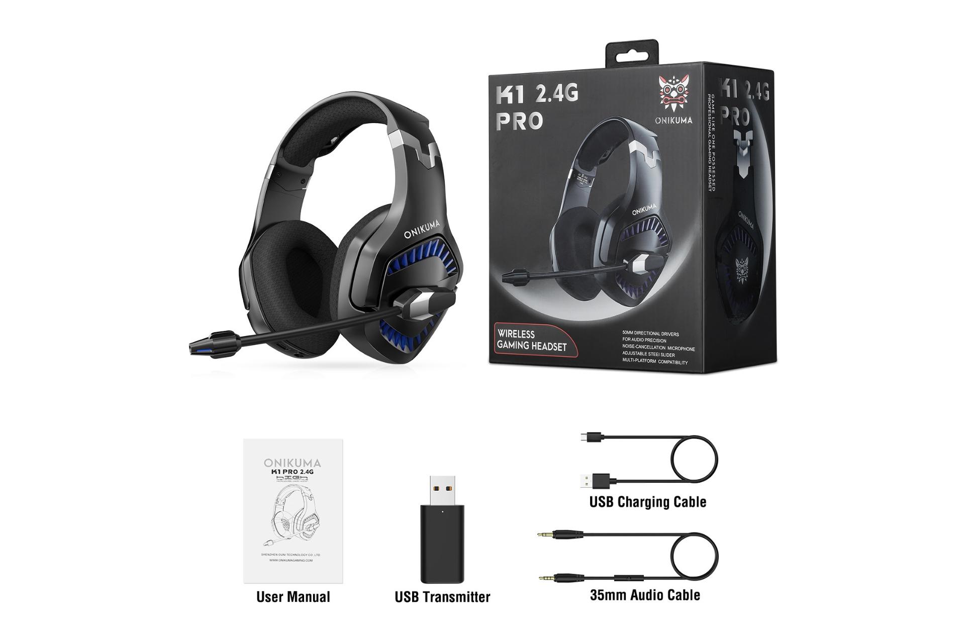 اقلام همراه هدست گیمینگ اونیکوما Onikuma K1 2.4G Pro