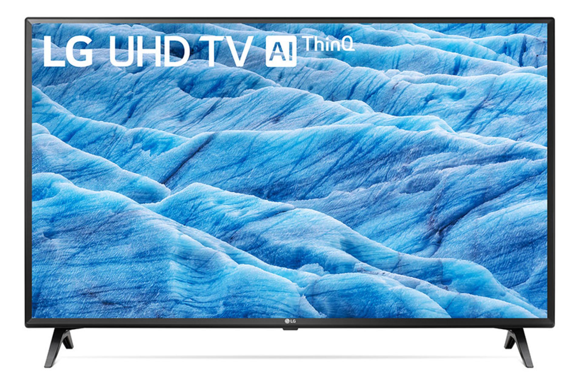 نمای جلو تلویزیون ال جی LG UM7340 مدل 49 اینچ با صفحه روشن