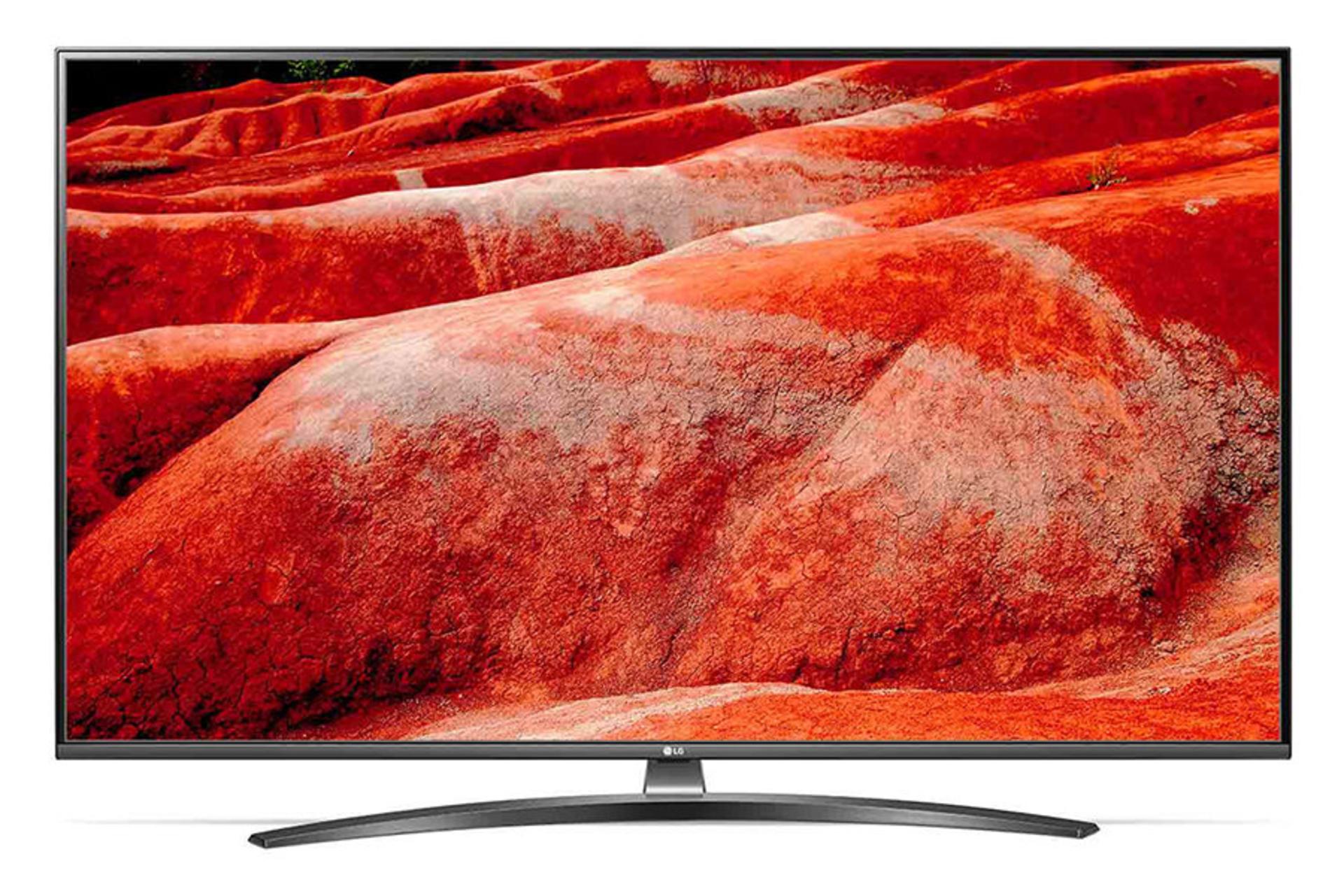 نمای جلو تلویزیون ال جی UM7660 مدل 55 اینچ با صفحه روشن