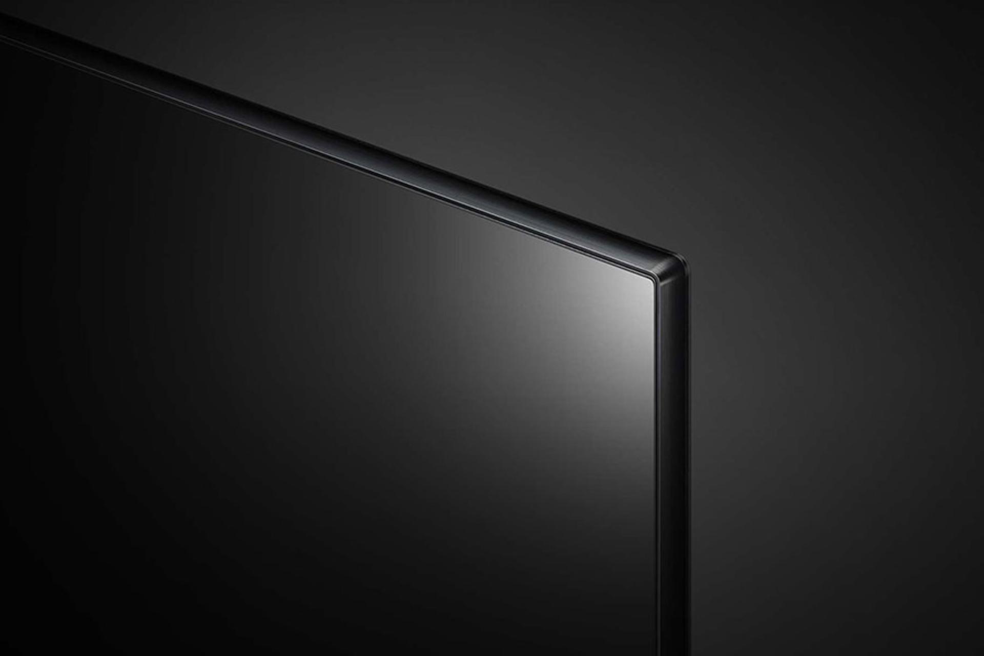 نمای فریم دور تلویزیون ال جی SM8100 مدل 55 اینچ با صفحه خاموش