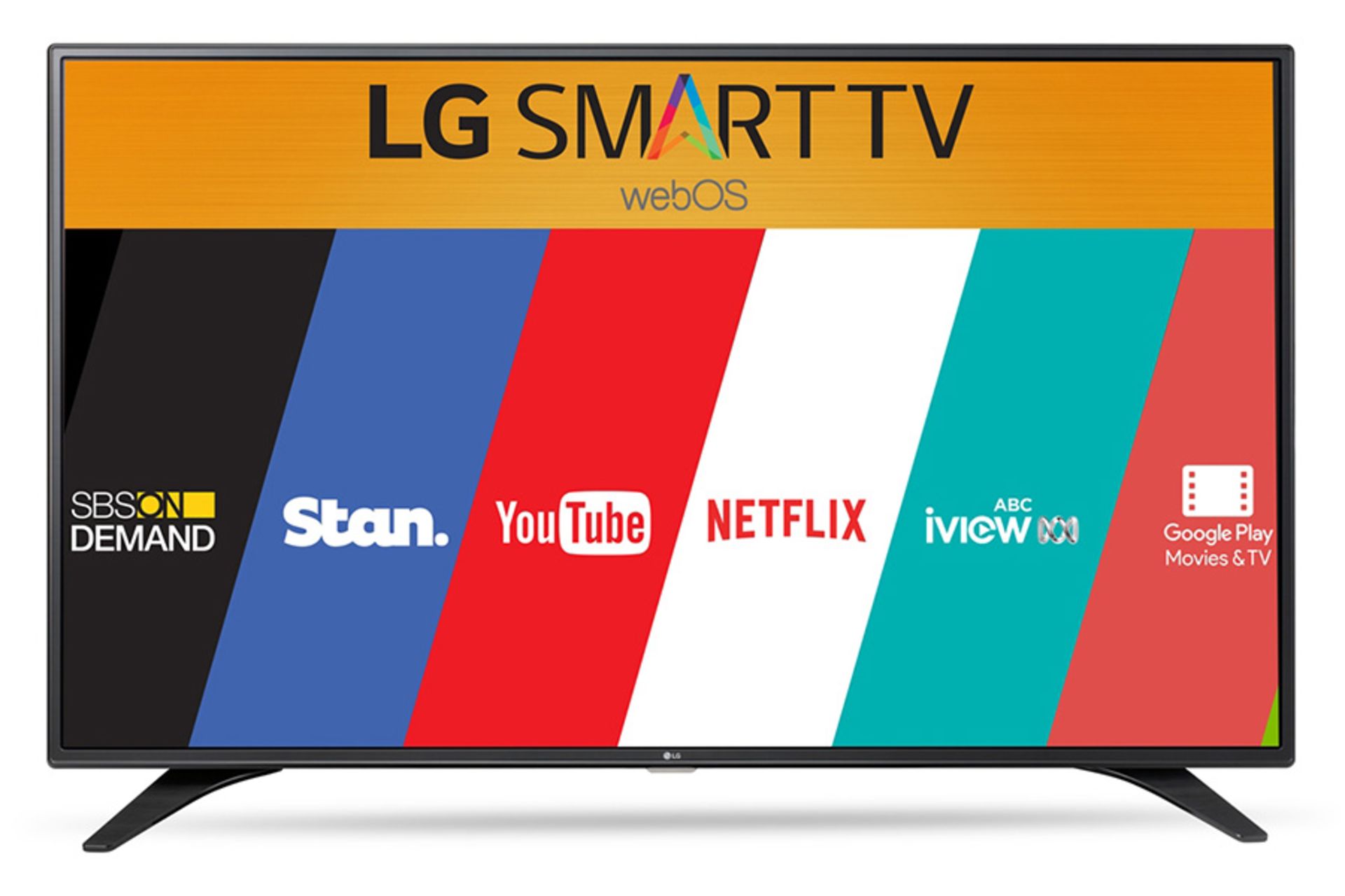 نمای جلو تلویزیون ال جی LH600T مدل 55 اینچ با صفحه روشن