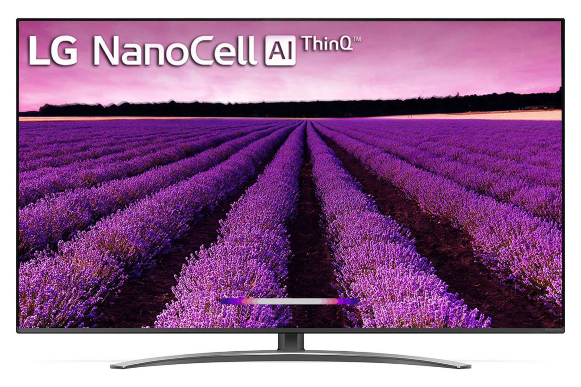 نمای جلو تلویزیون SM8100 مدل 49 اینچ با صفحه روشن