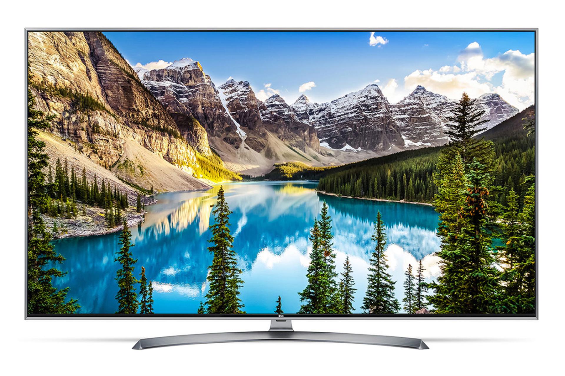 نمای جلو تلویزیون ال جی 55UJ75200GI با صفحه روشن