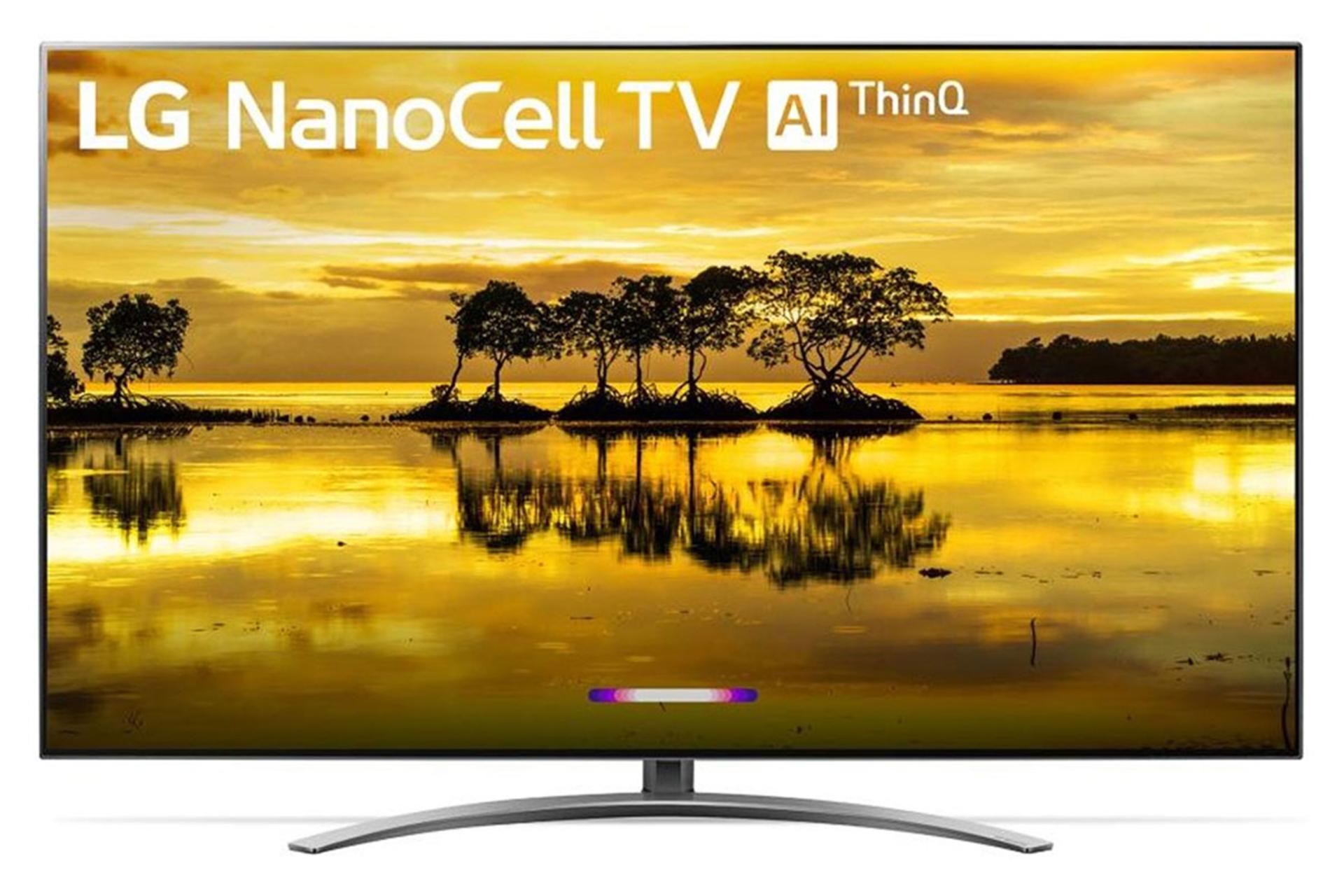 نمای جلو تلویزیون ال جی SM9000 مدل 65 اینچ با صفحه روشن