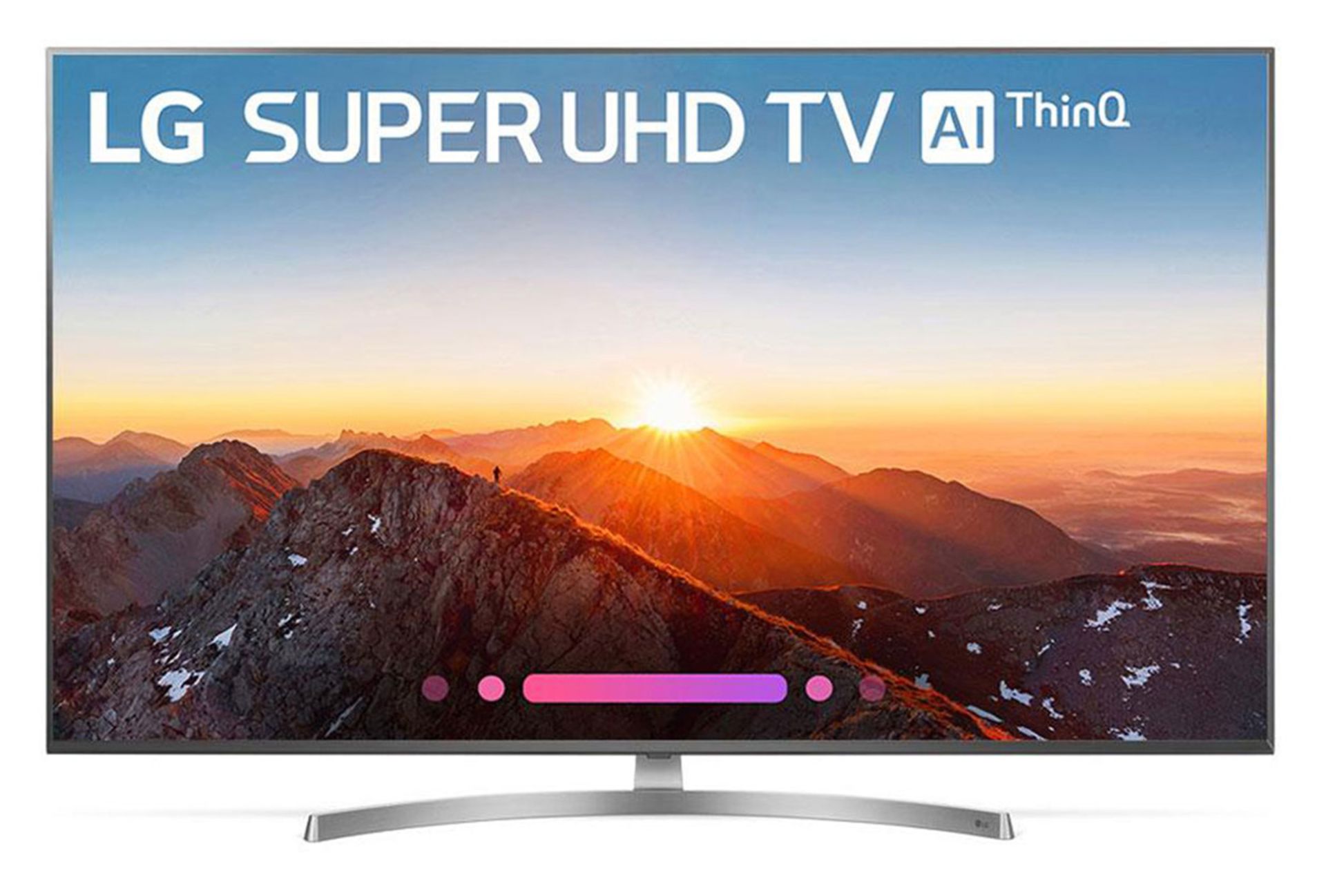 نمای جلو تلویزیون ال جی 65SK800 با صفحه روشن