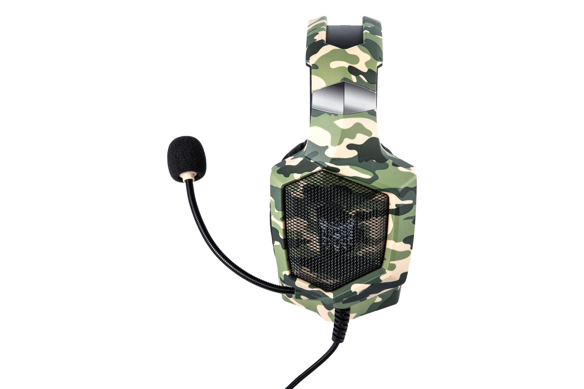 نمای جانبی هدست گیمینگ اونیکوما Onikuma K8 پلنگی سبز