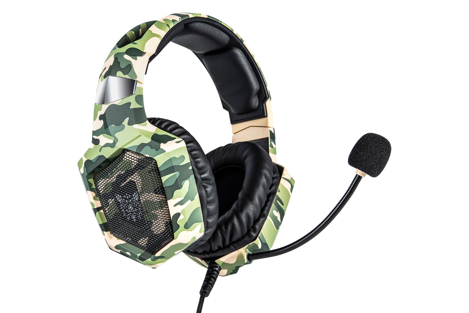 نمای راست هدست گیمینگ اونیکوما Onikuma K8 پلنگی سبز