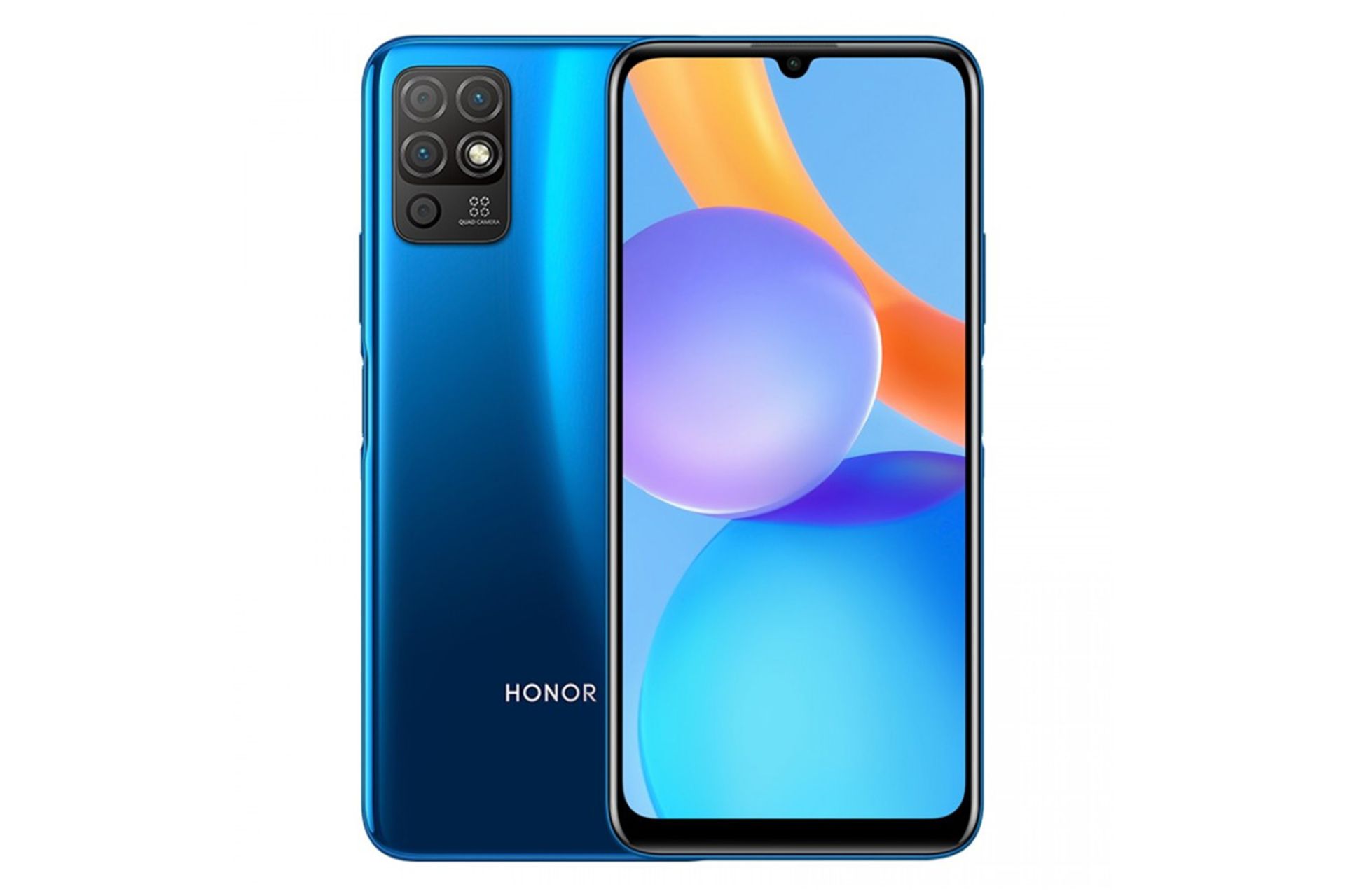 نمای پشت و جلو گوشی آنر پلی 5T لایف رنگ آبی