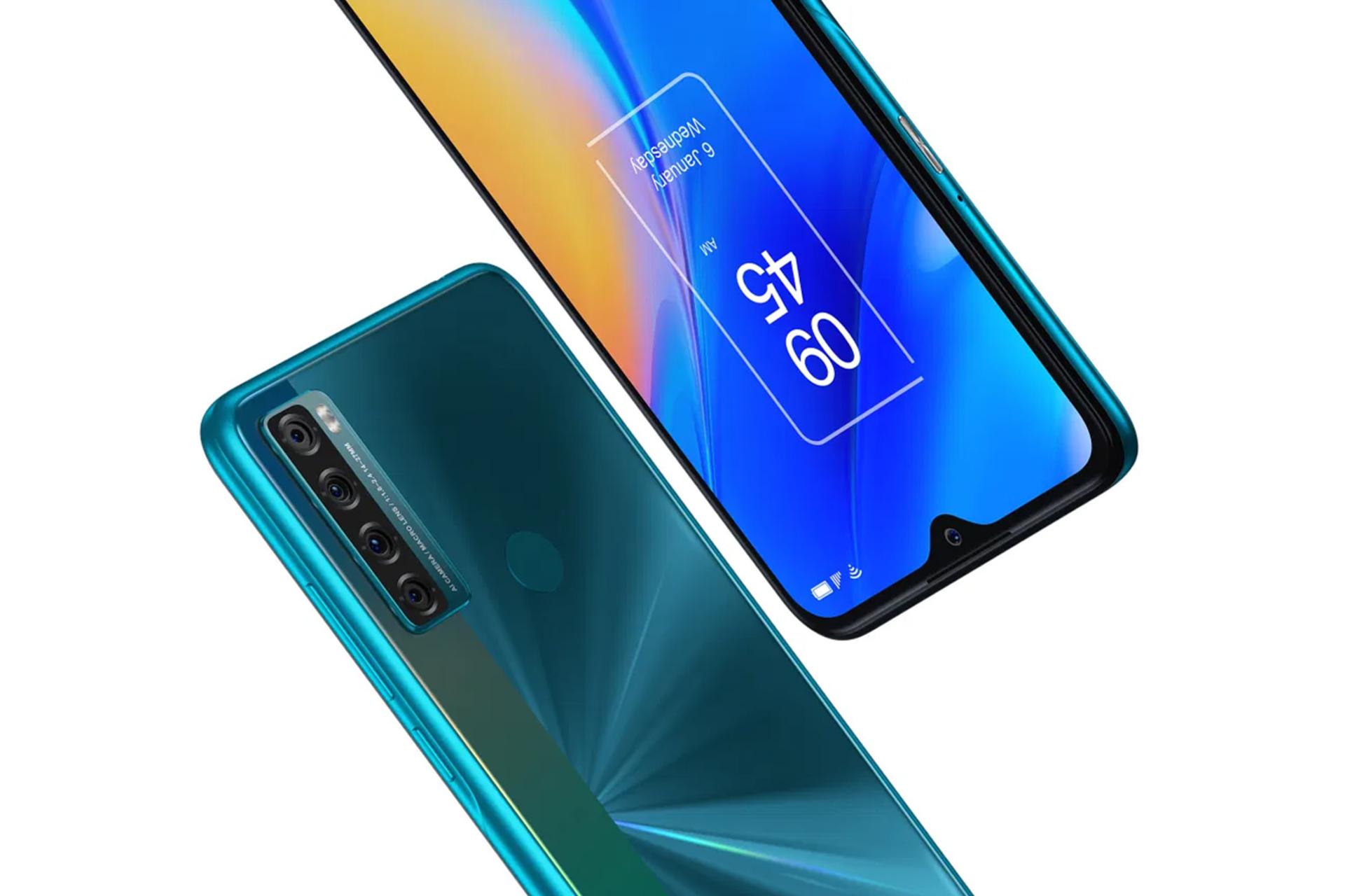 نمای زاویه دار پشت و جلو تی سی ال 20 اس ای رنگ آبی