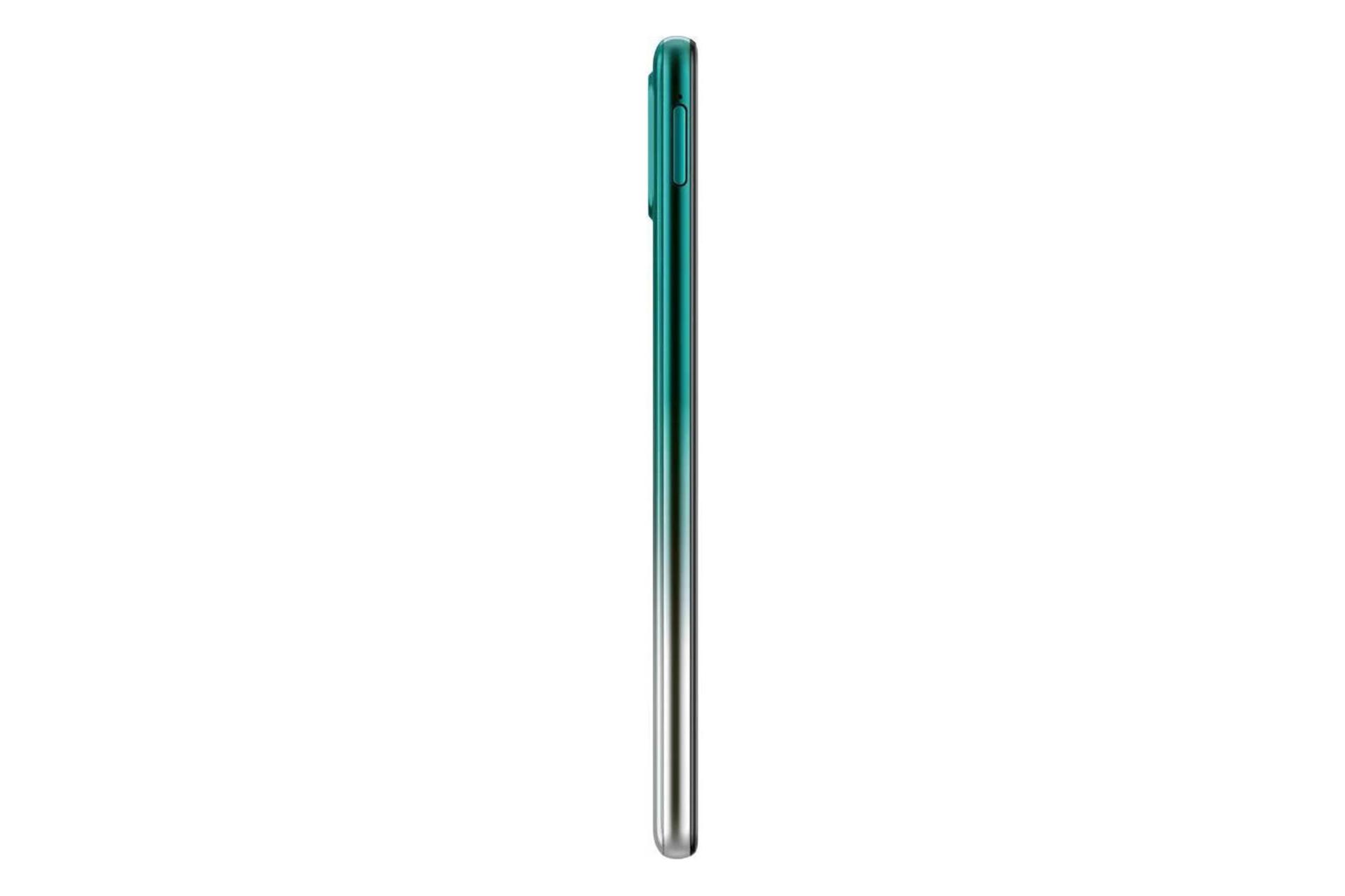 نمای کناری موبایل گلکسی اف 62 سامسونگ رنگ سبز