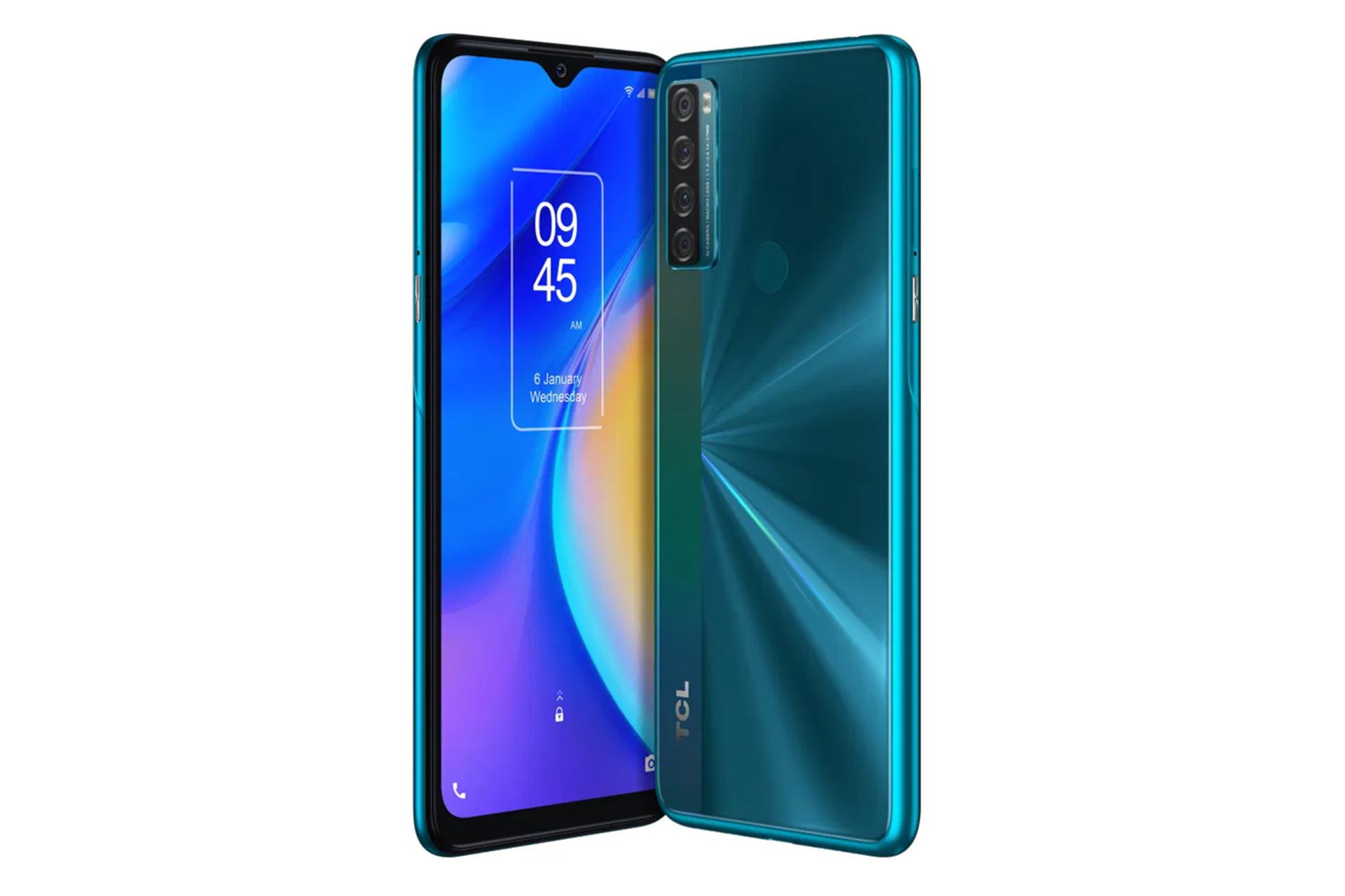 نمای پشت و جلو تی سی ال 20 اس ای رنگ آبی