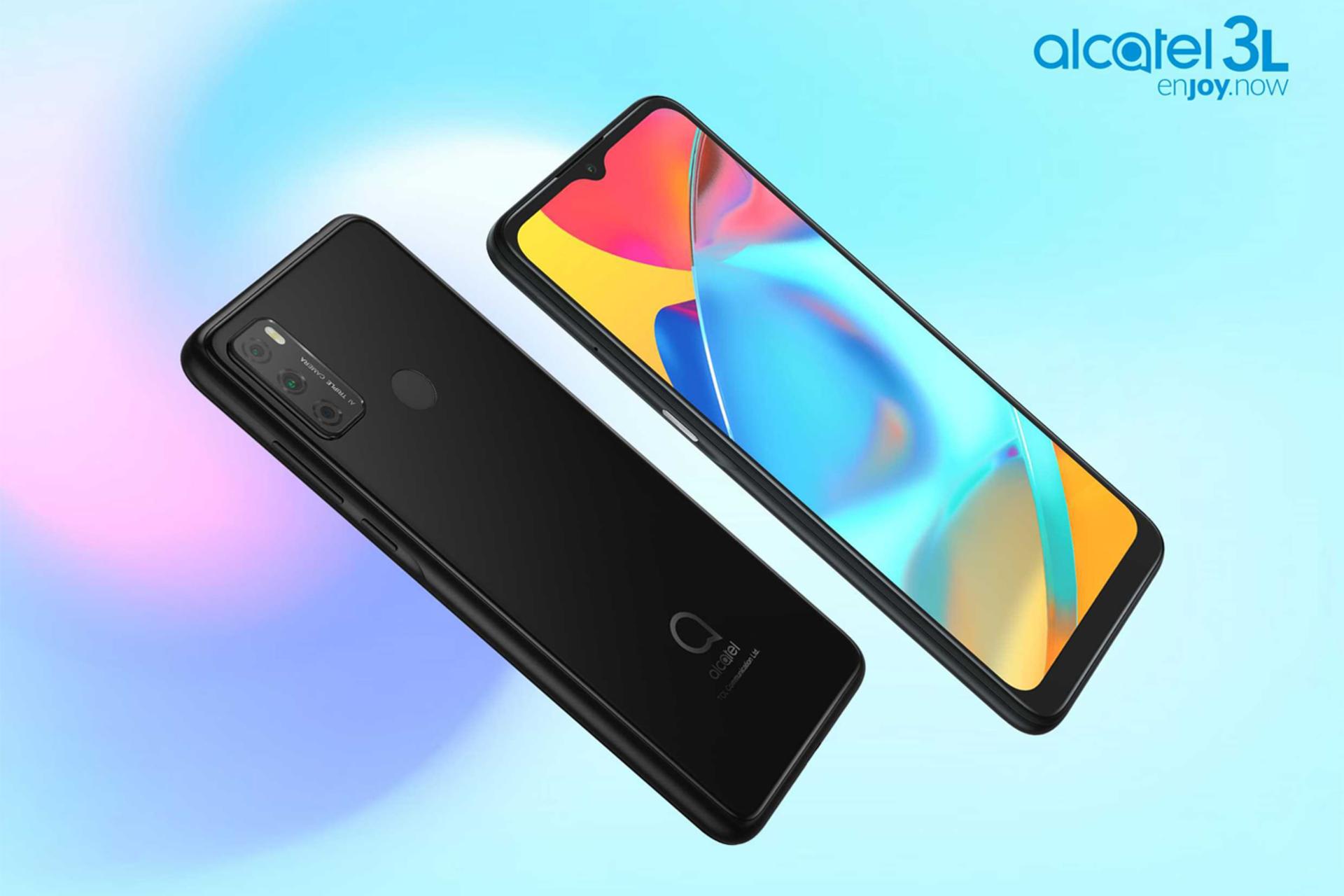 نمای جلو و پشت زاویه دار آلکاتل 3 ال 2021 رنگ مشکی