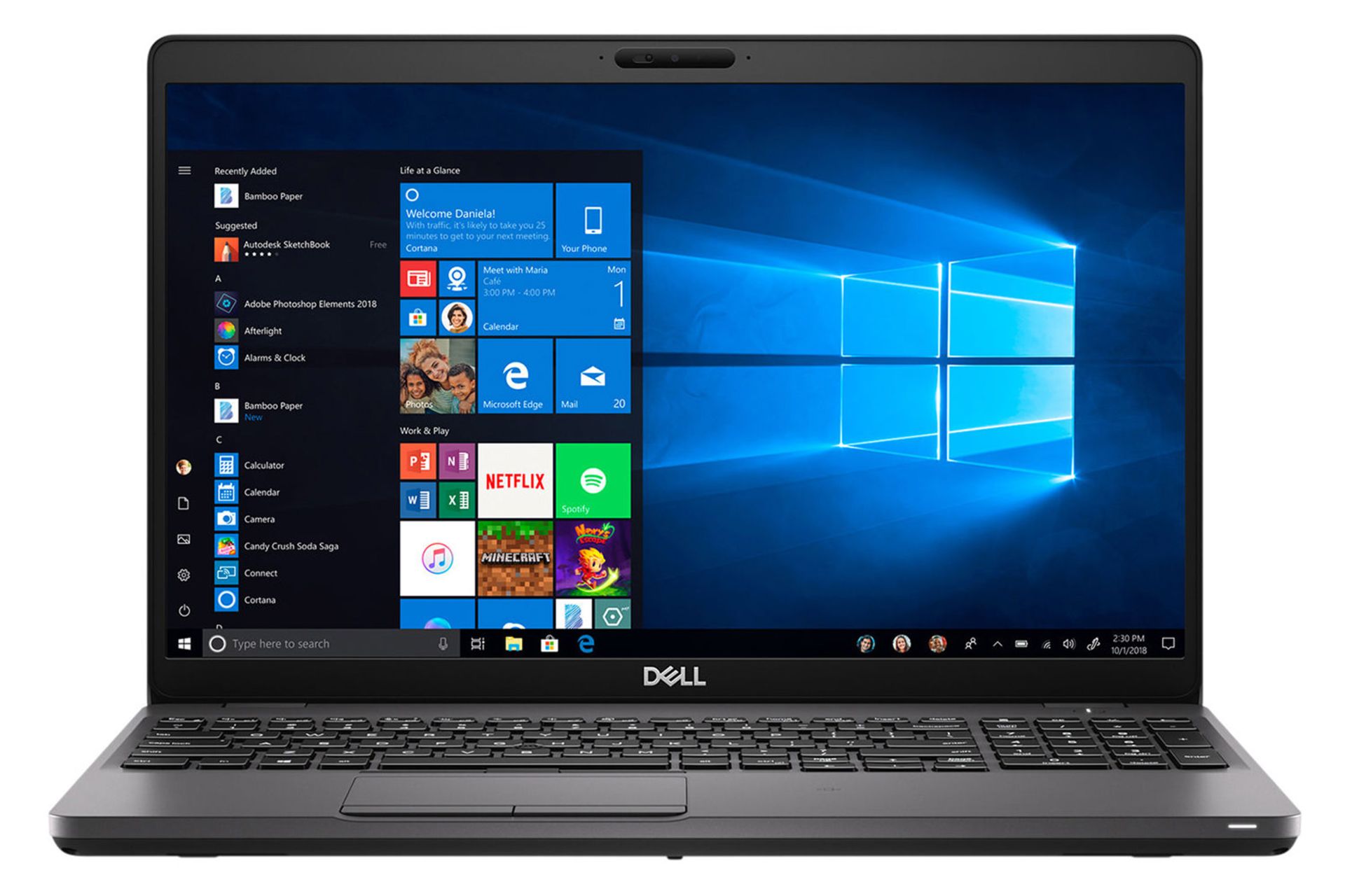 لپ‌تاپ DELL Latitude 5500 نمای جلو صفحه کلید و صفحه نمایش / لتیتود 5500 دل