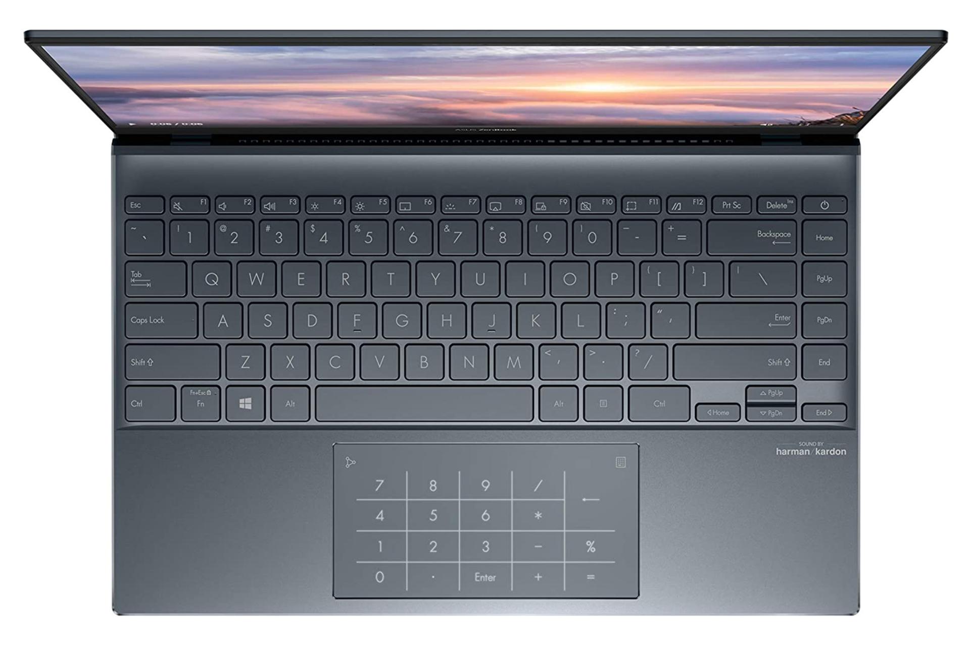 نمای بالا لپ تاپ ایسوس ذن بوک 14 UX425JA از نمای بالا