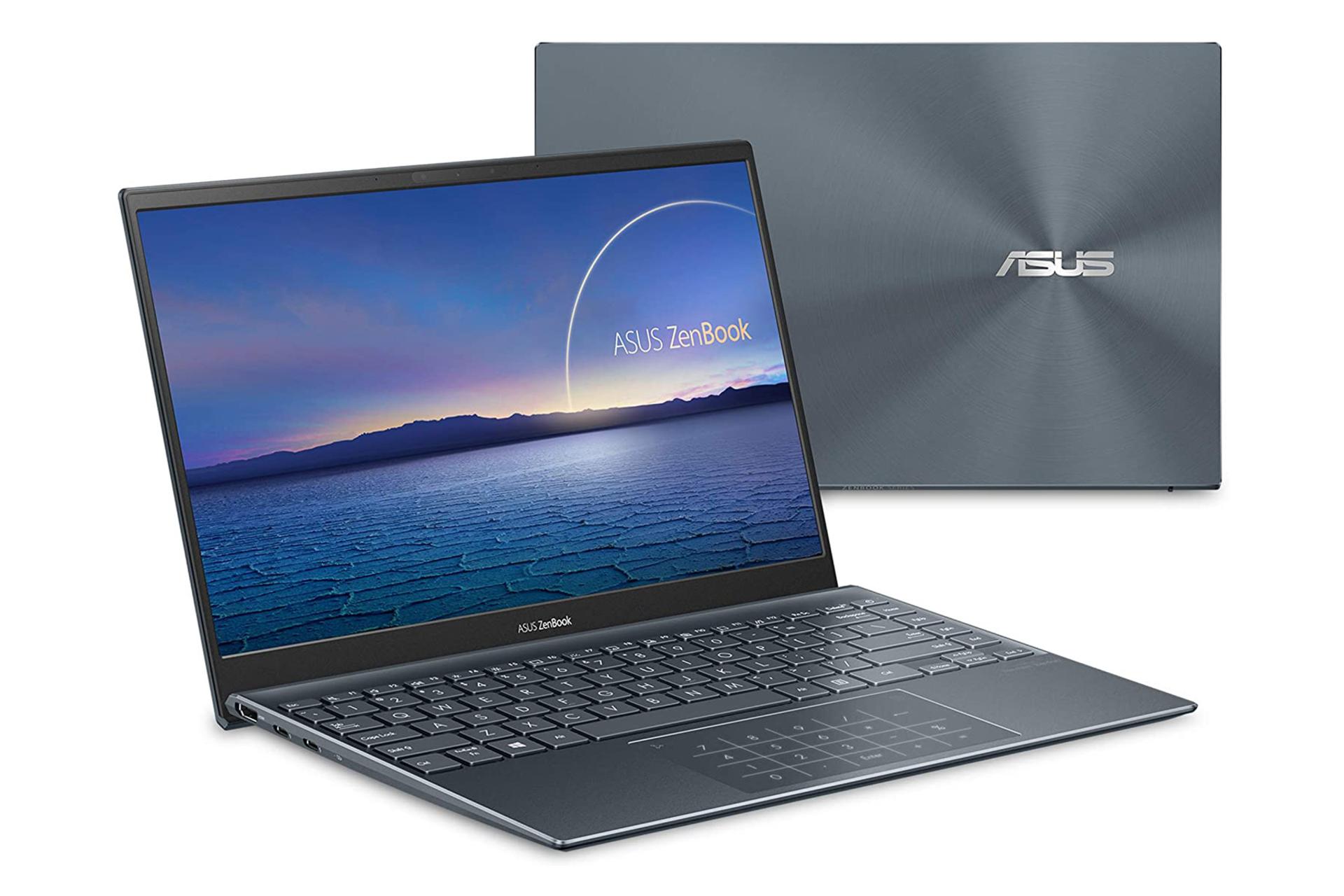 نمای نیمرخ و پشت لپ تاپ ایسوس ذن بوک 14 UX425JA