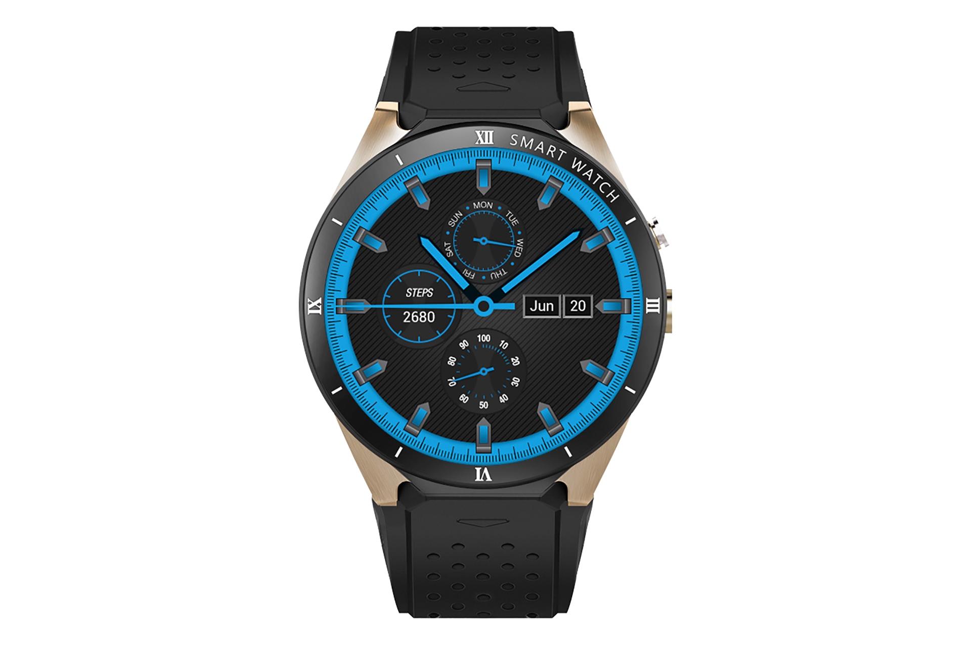 نمای روبرو ابزار پوشیدنی اسمارت واچ کینگ ویر KW88 پرو Kingwear KW88 Pro طلایی