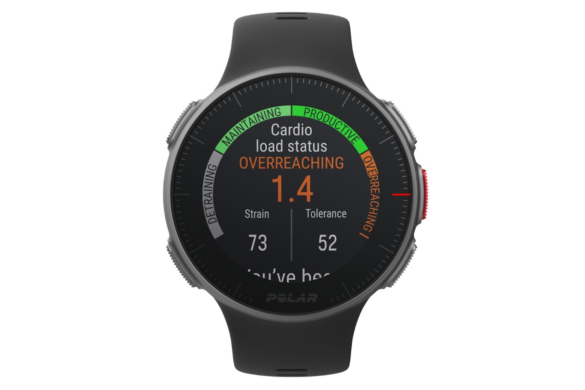 نمای روبرو ابزار پوشیدنی اسمارت واچ پولار Polar Vantage V مشکی