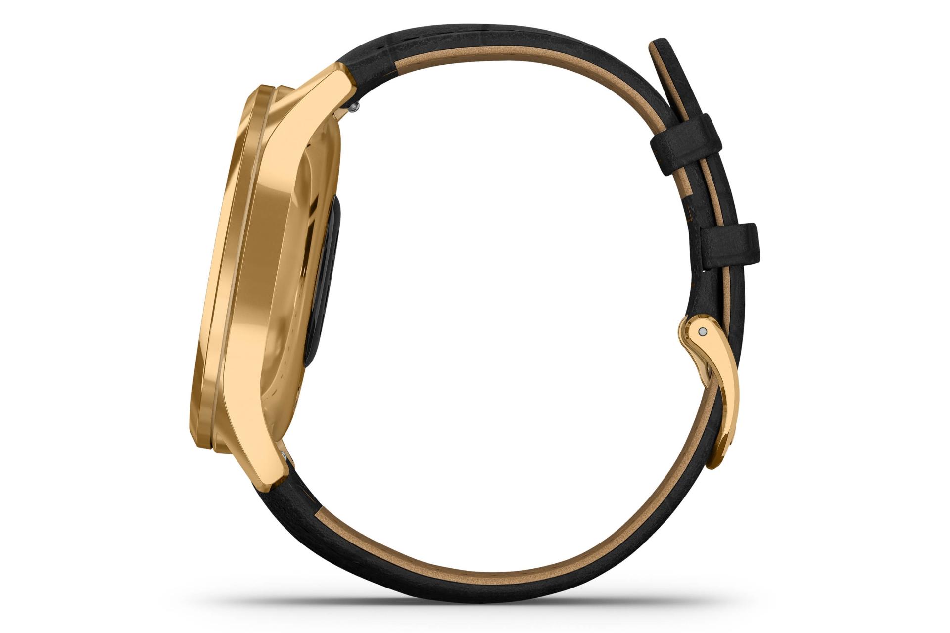 نمای جانبی اسمارت واچ ویوومو لوکس گارمین نسخه استیل Garmin vivomove Luxe Stainless Steel طلایی