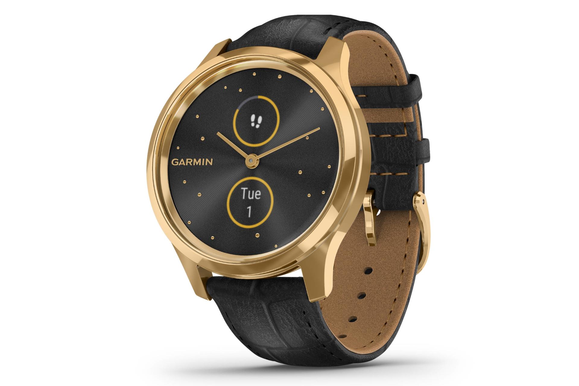 نمای راست اسمارت واچ ویوومو لوکس گارمین نسخه استیل Garmin vivomove Luxe Stainless Steel طلایی