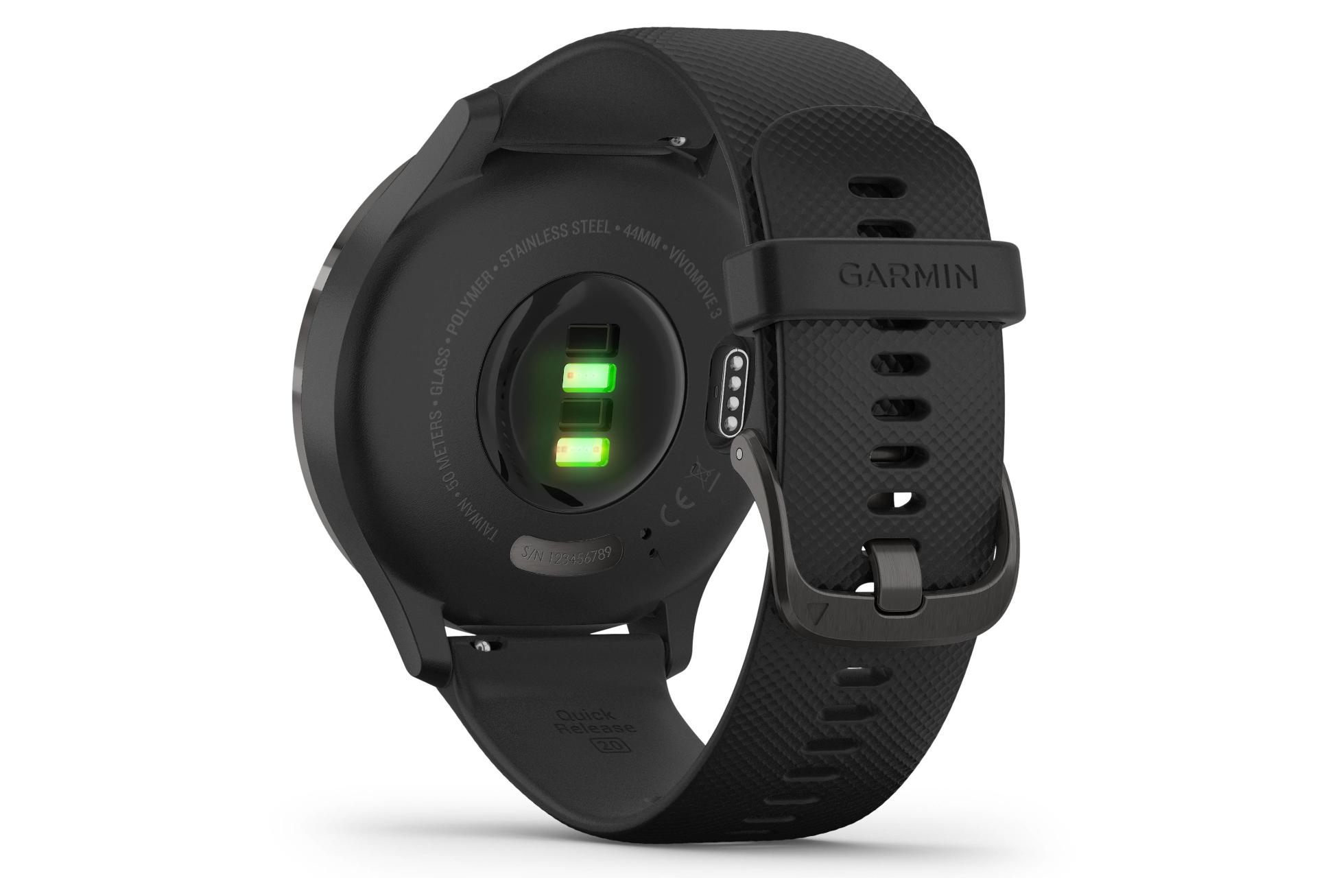 پشت اسمارت واچ ویوومو 3 گارمین Garmin vivomove 3 مشکی