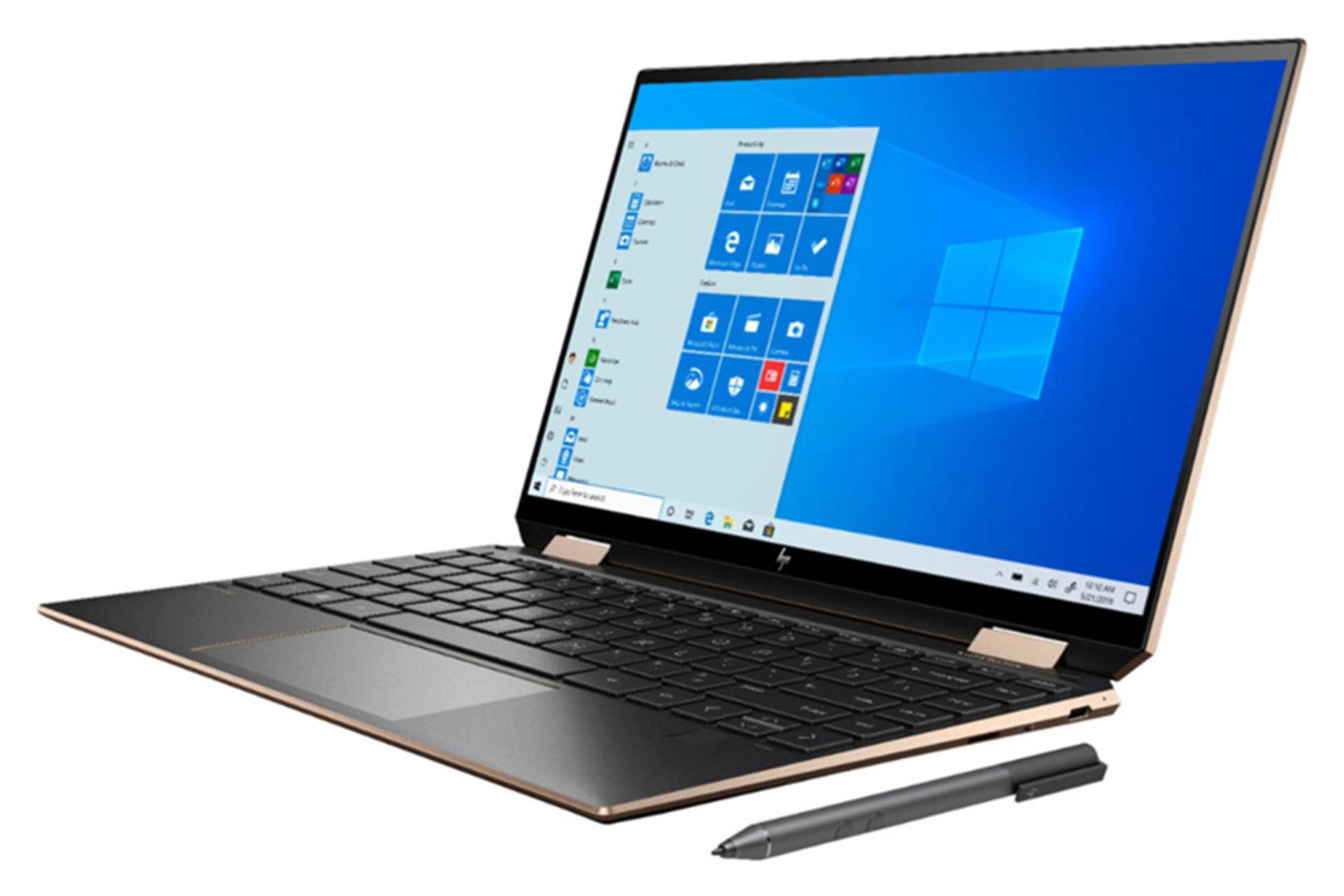 نمای نیمرخ لپ تاپ اچ پی اسپکتر X360 13T AW000 به همراه قلم نوری