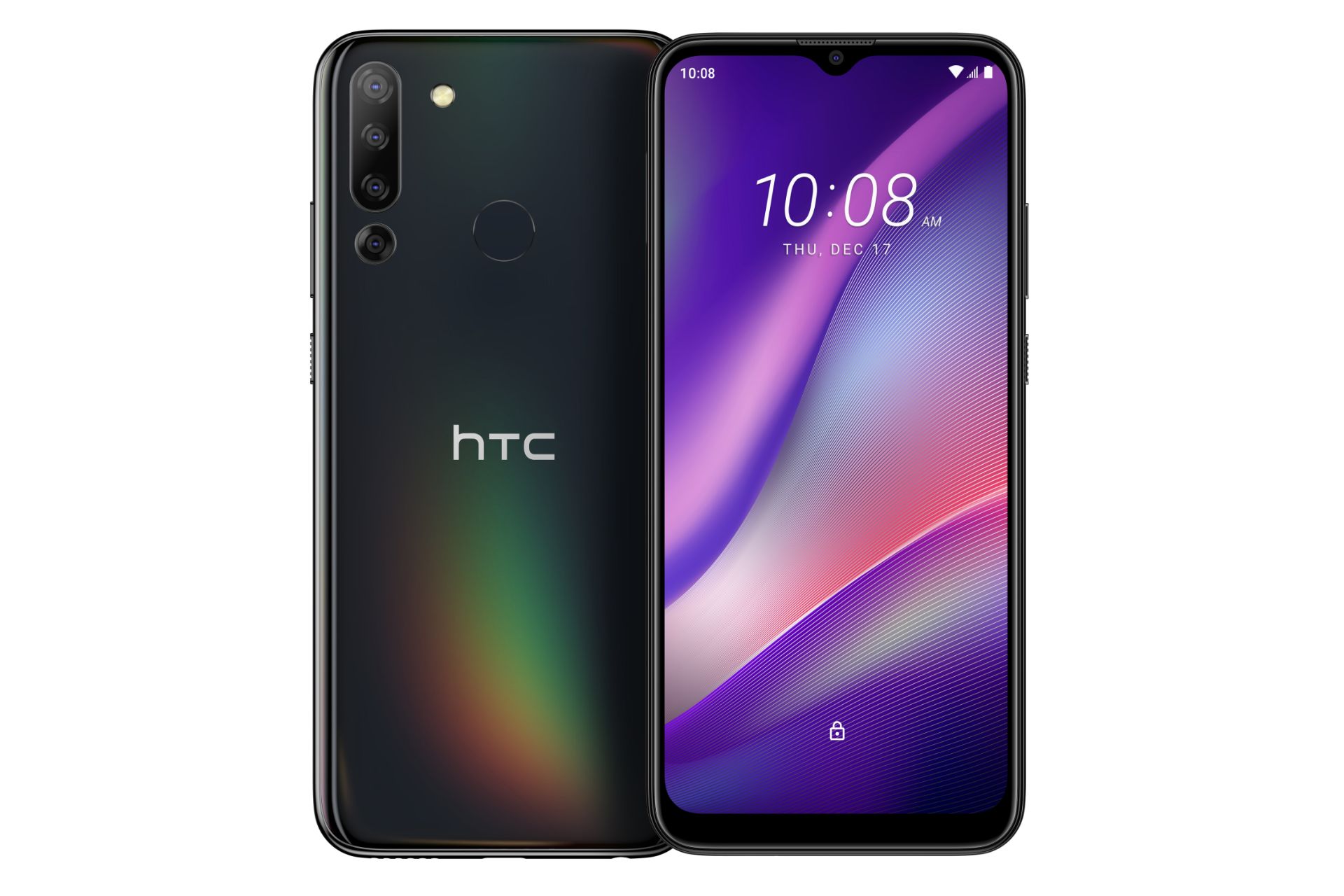 نمای جلو و پشت موبایل وایلدفایر E3 اچ تی سی رنگ مشکی