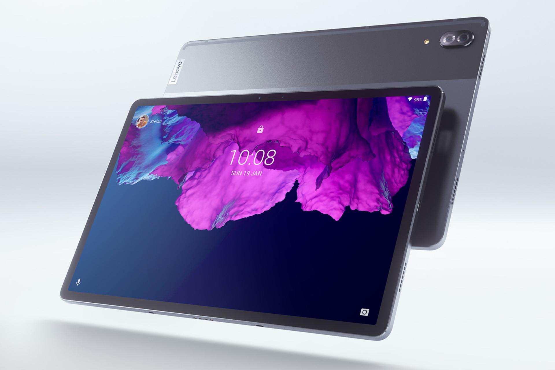 تبلت لنوو تب پی 11 پرو نمای جلو و نمایشگر روشن