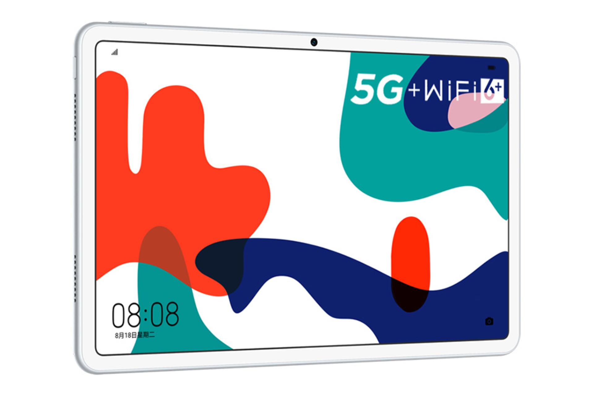 تبلت هواوی میت پد 5G رنگ سفید از نمای نیمرخ