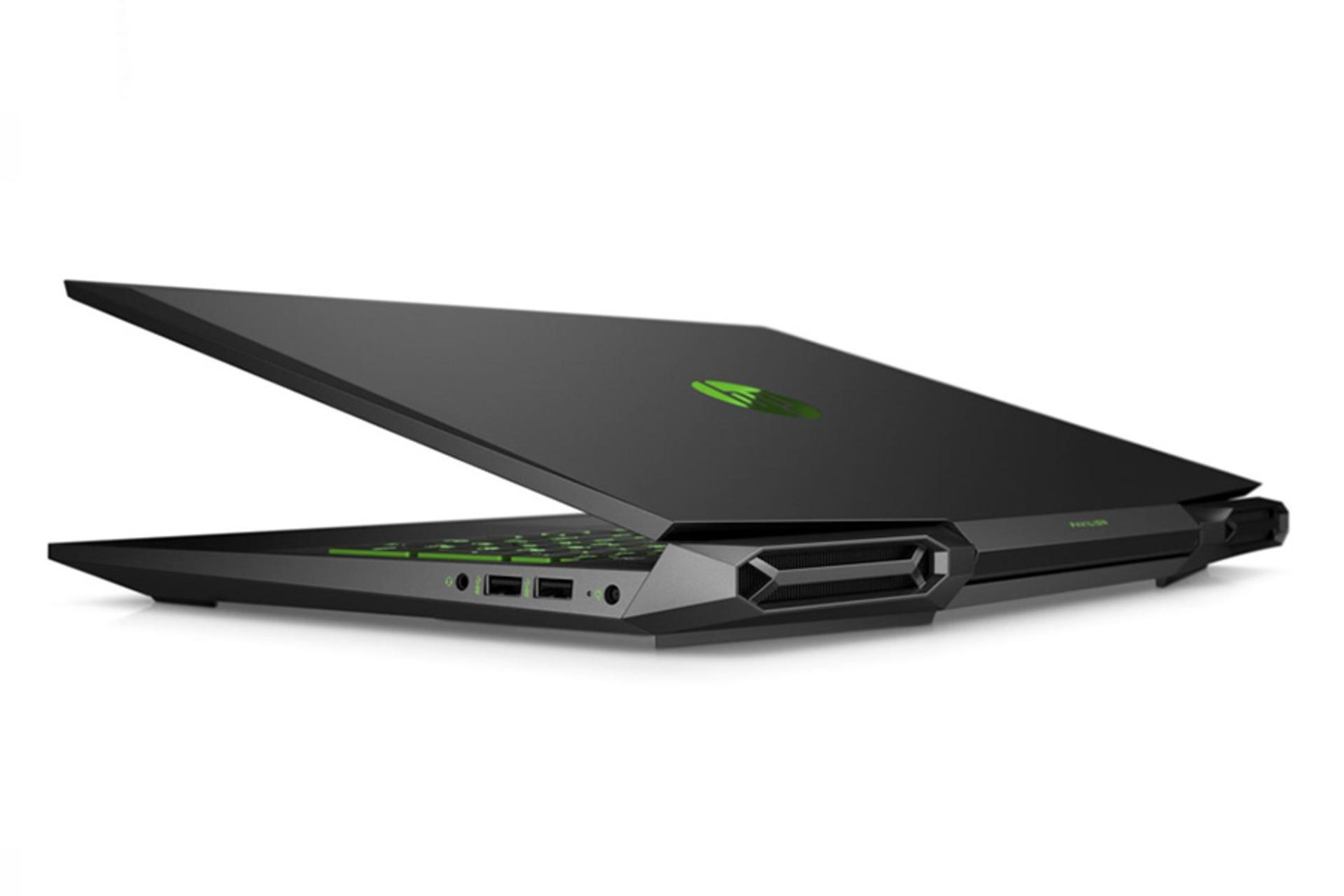 نمای پشت و کنار لپ تاپ اچ پی پاویلیون CD100 در حالت نیمه بسته