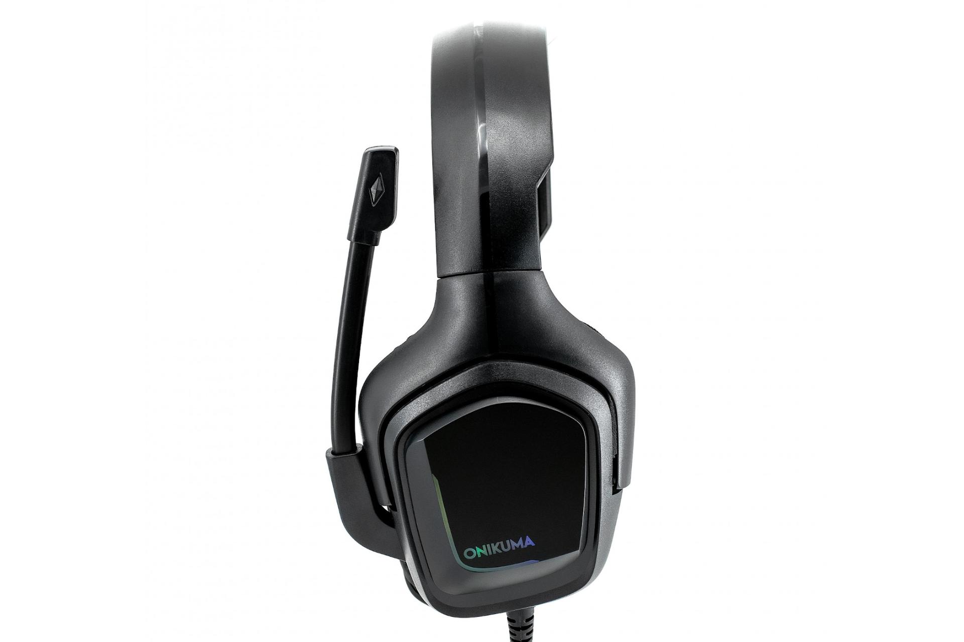 نمای جانبی هدست گیمینگ اونیکوما Onikuma K20 مشکی