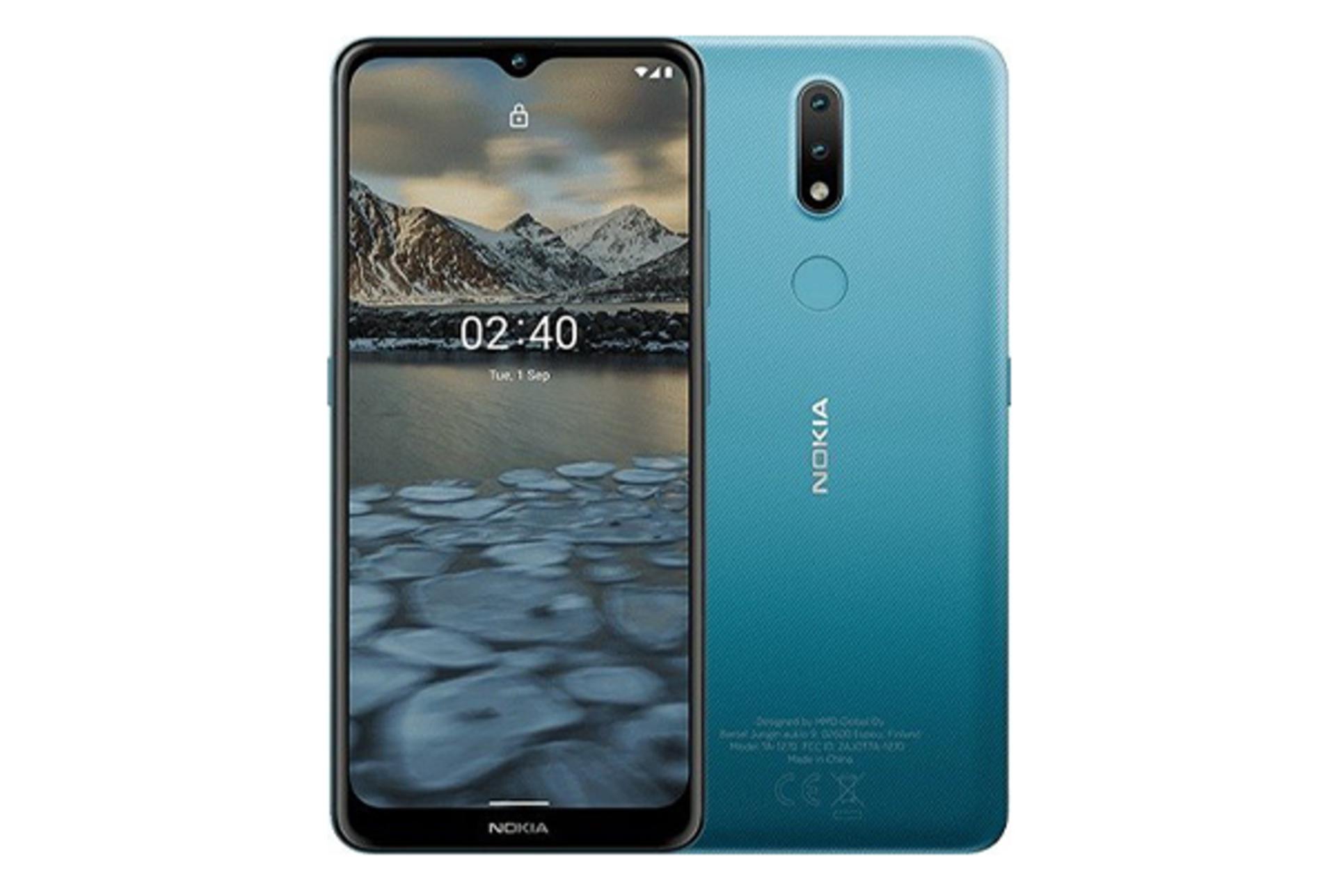 گوشی Nokia 2.4  رنگ آبی نمای جلو و پشت - دوربین ها / نوکیا 2.4