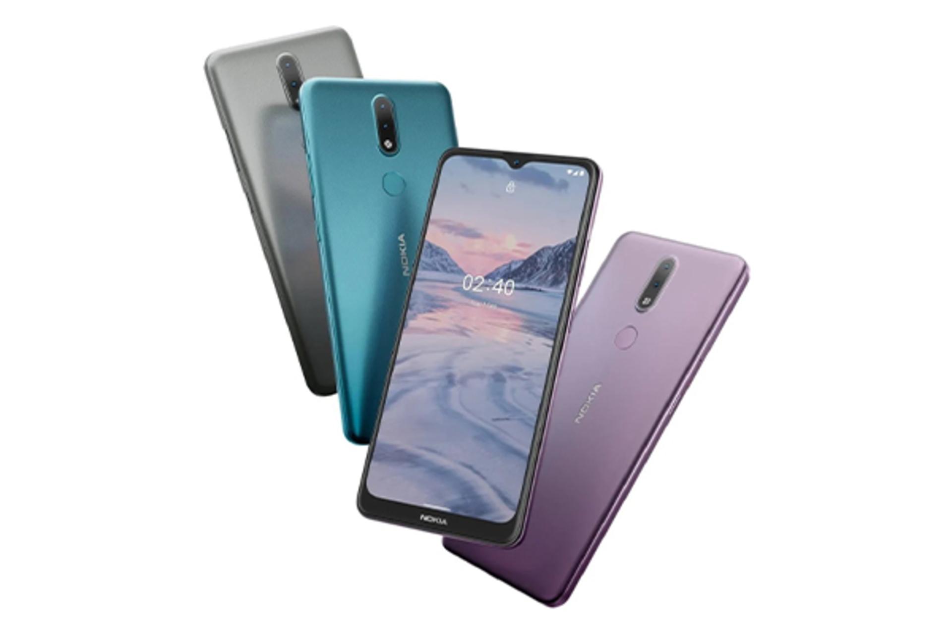 گوشی Nokia 2.4 رنگ های مختلف نمای جلو و پشت - دوربین ها / نوکیا 2.4