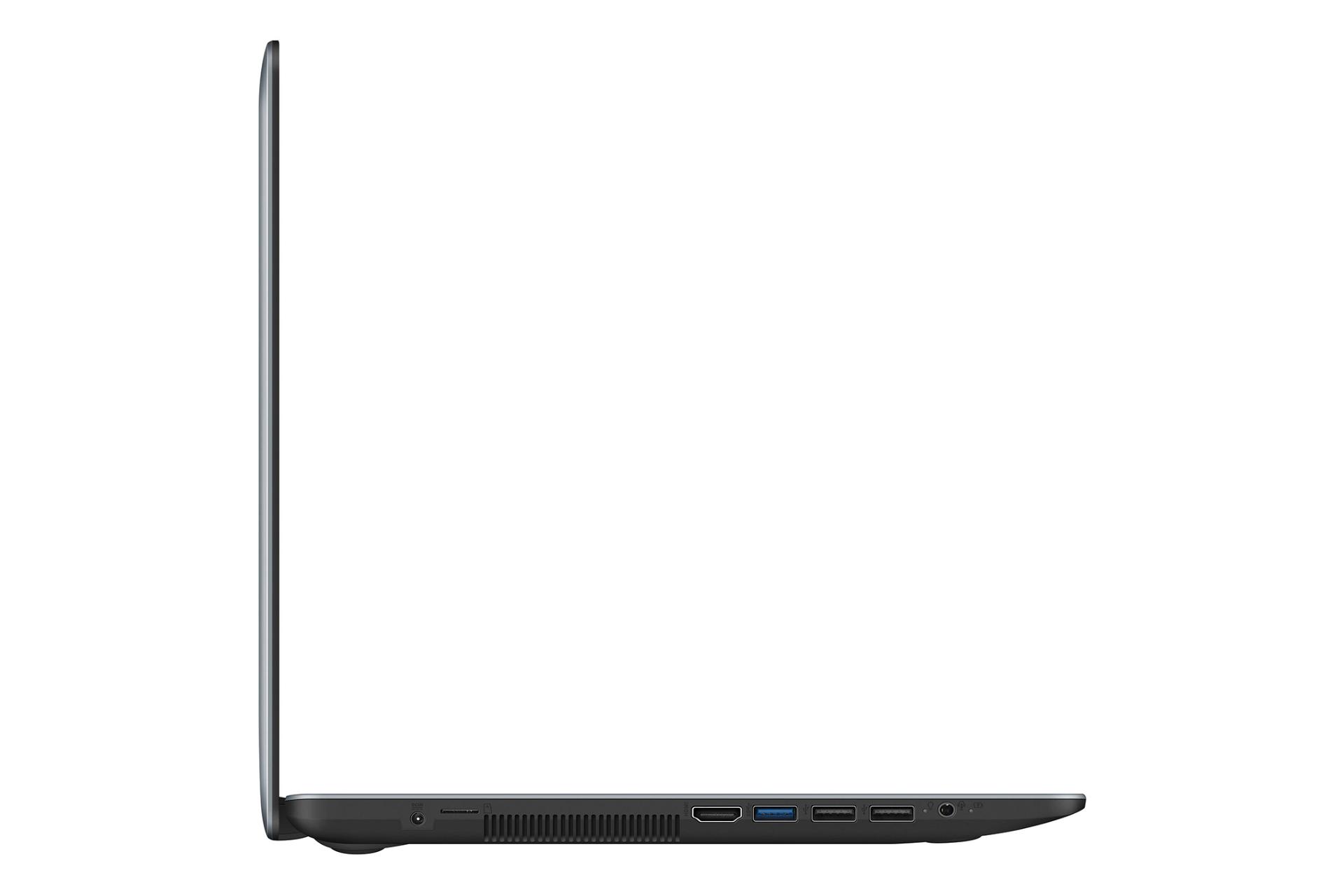 نمای کنار لپ تاپ ایسوس ویووبوک مکس X540BA و نمایش ضخامت دستگاه