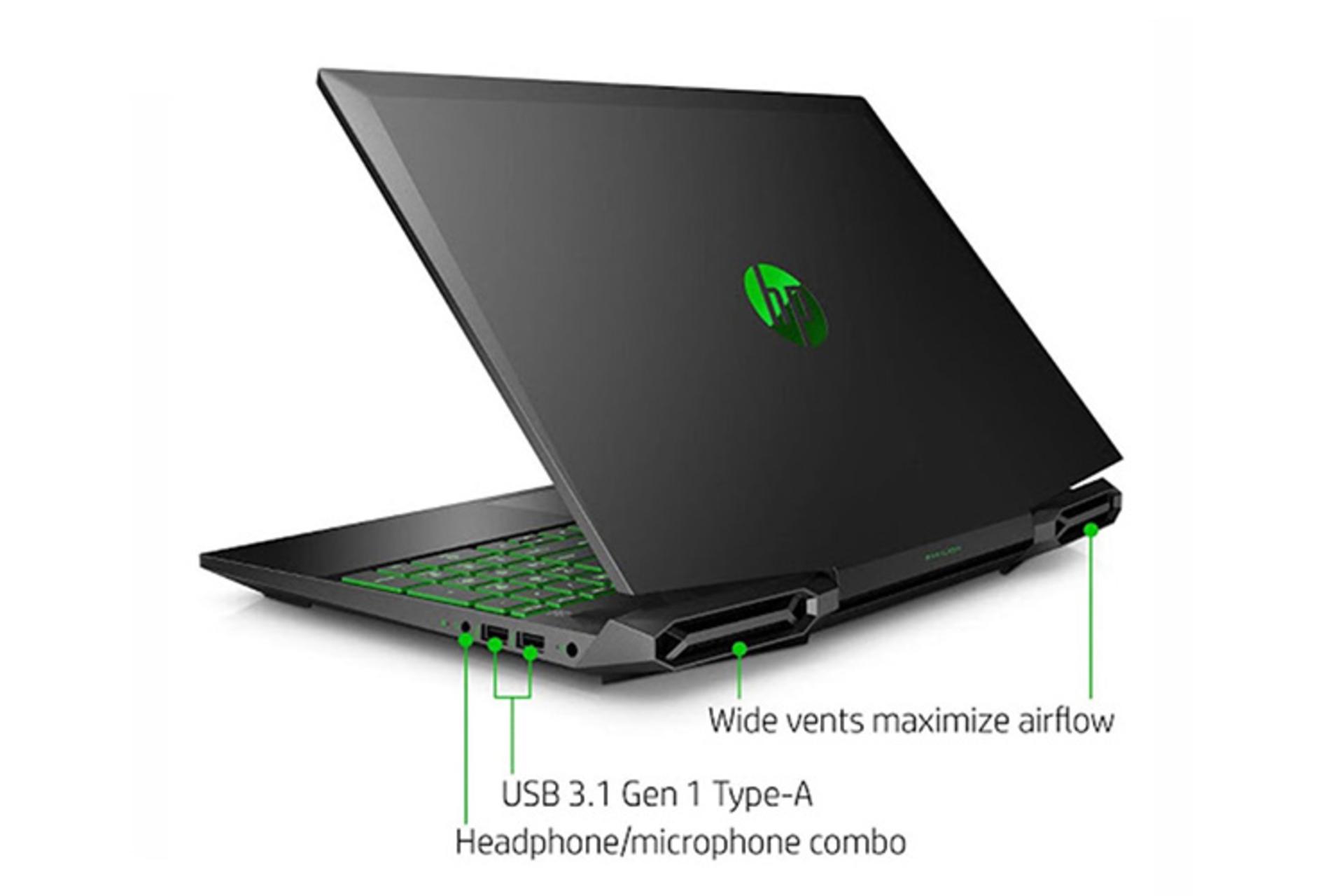 نمای پشت لپ تاپ اچ پی پاویلیون گیمینگ 15 DK1035