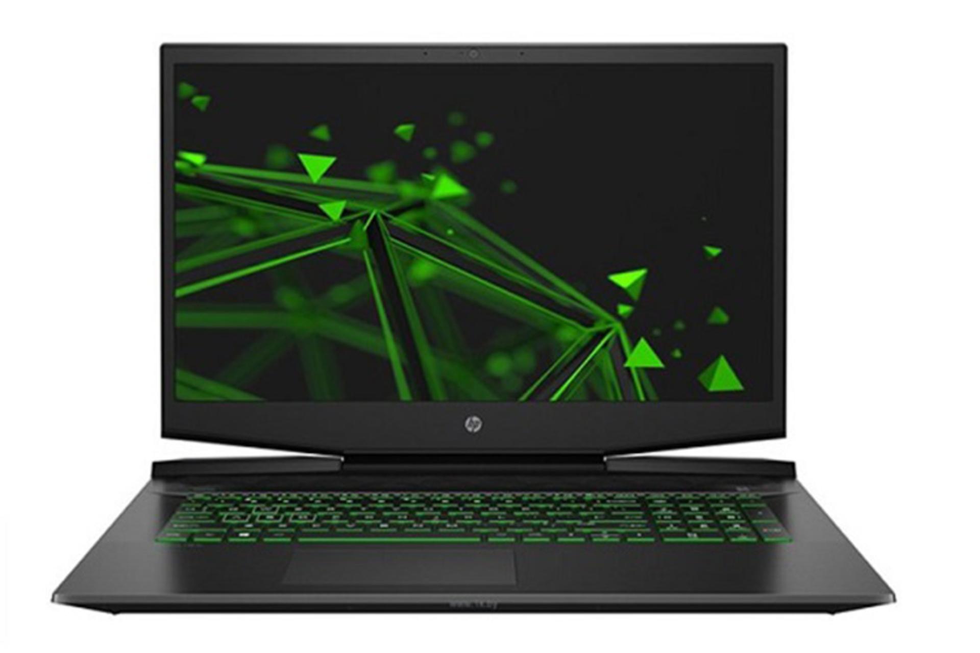 نمای جلو لپ تاپ اچ پی پاویلیون گیمینگ 15 DK1035 با صفحه روشن