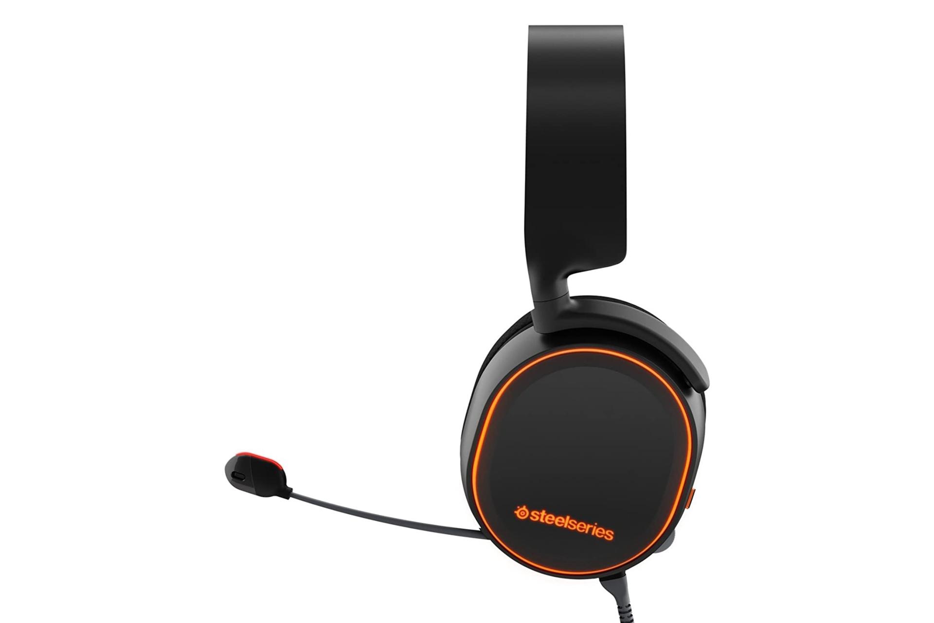میکروفون هدست گیمینگ استیل سریز SteelSeries Arctis 5 نمای کناری مشکی