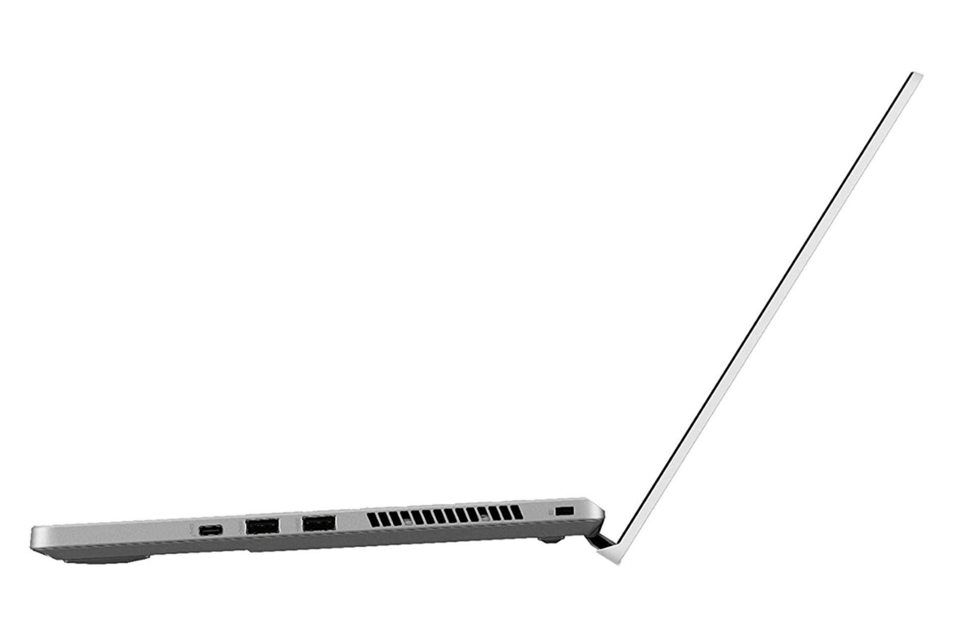 لپ تاپ ایسوس راگ زفیروس G14 GA401IV از نمای کنار و نمایش پورت های سمت راست
