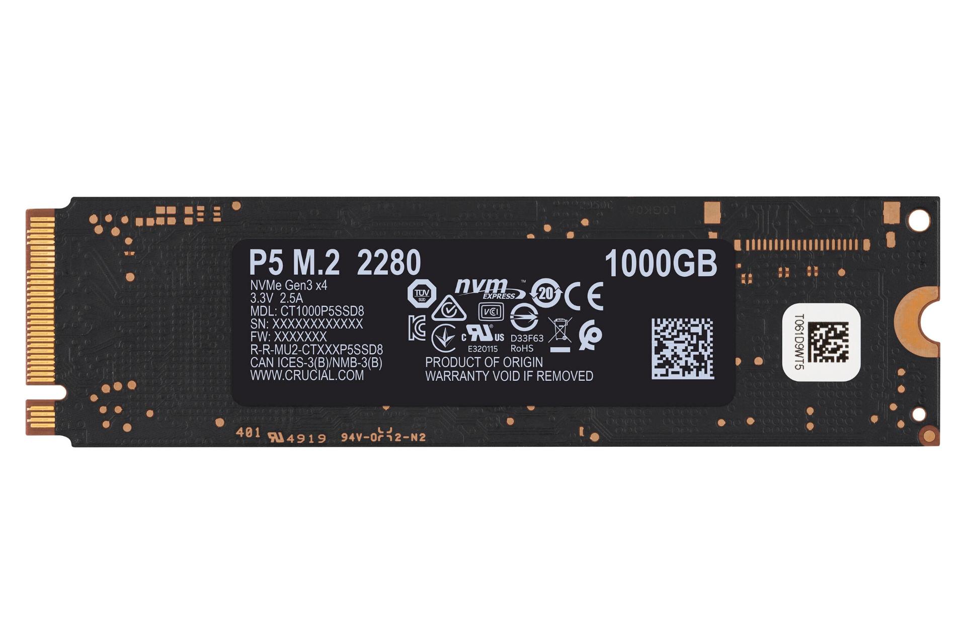 SSD کروشیال Crucial P5 NVMe M.2 1TB ظرفیت 1 ترابایت