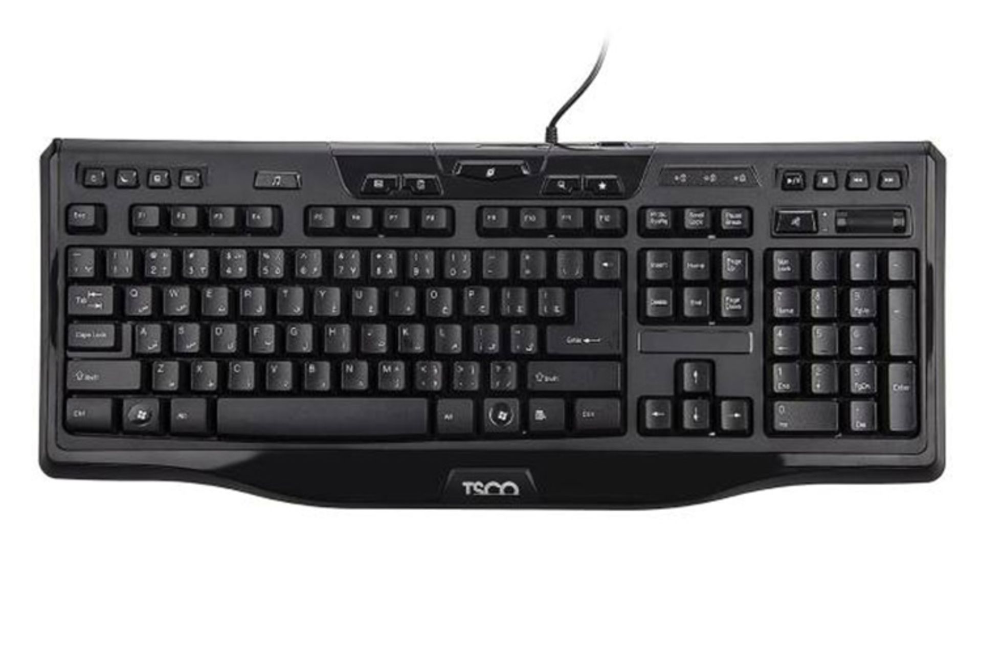 نمای بالا کیبورد تسکو TK-8018 و نمایش کامل کلیدها