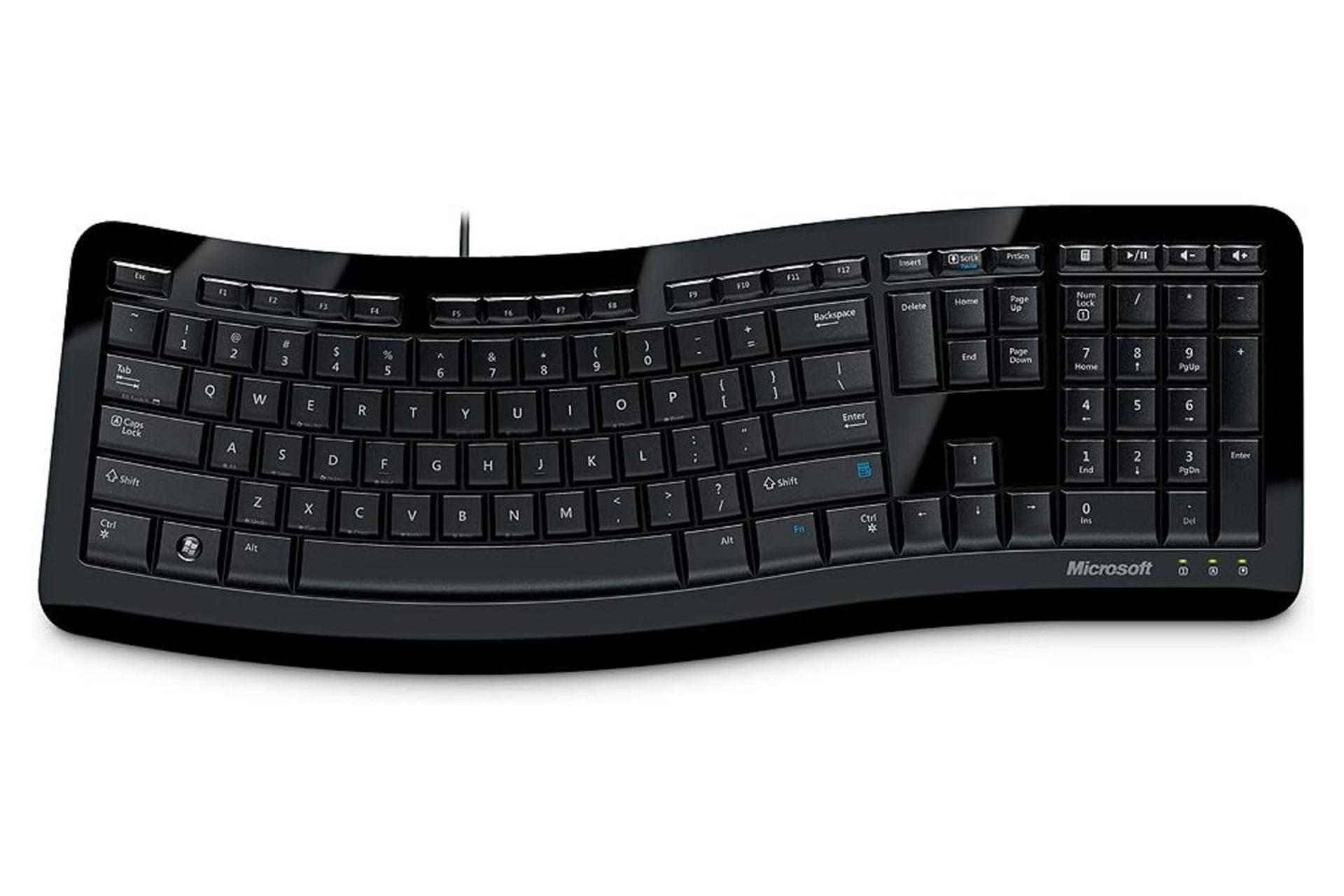 کیبورد مایکروسافت کامفورت Curve 3000 از نمای بالا