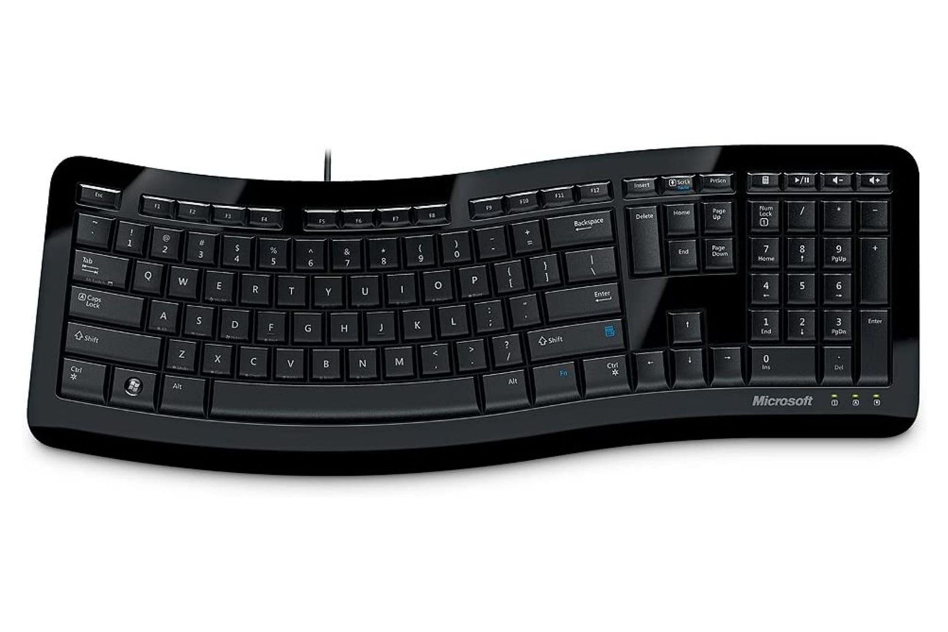 کیبورد مایکروسافت کامفورت Curve 3000 از نمای بالا