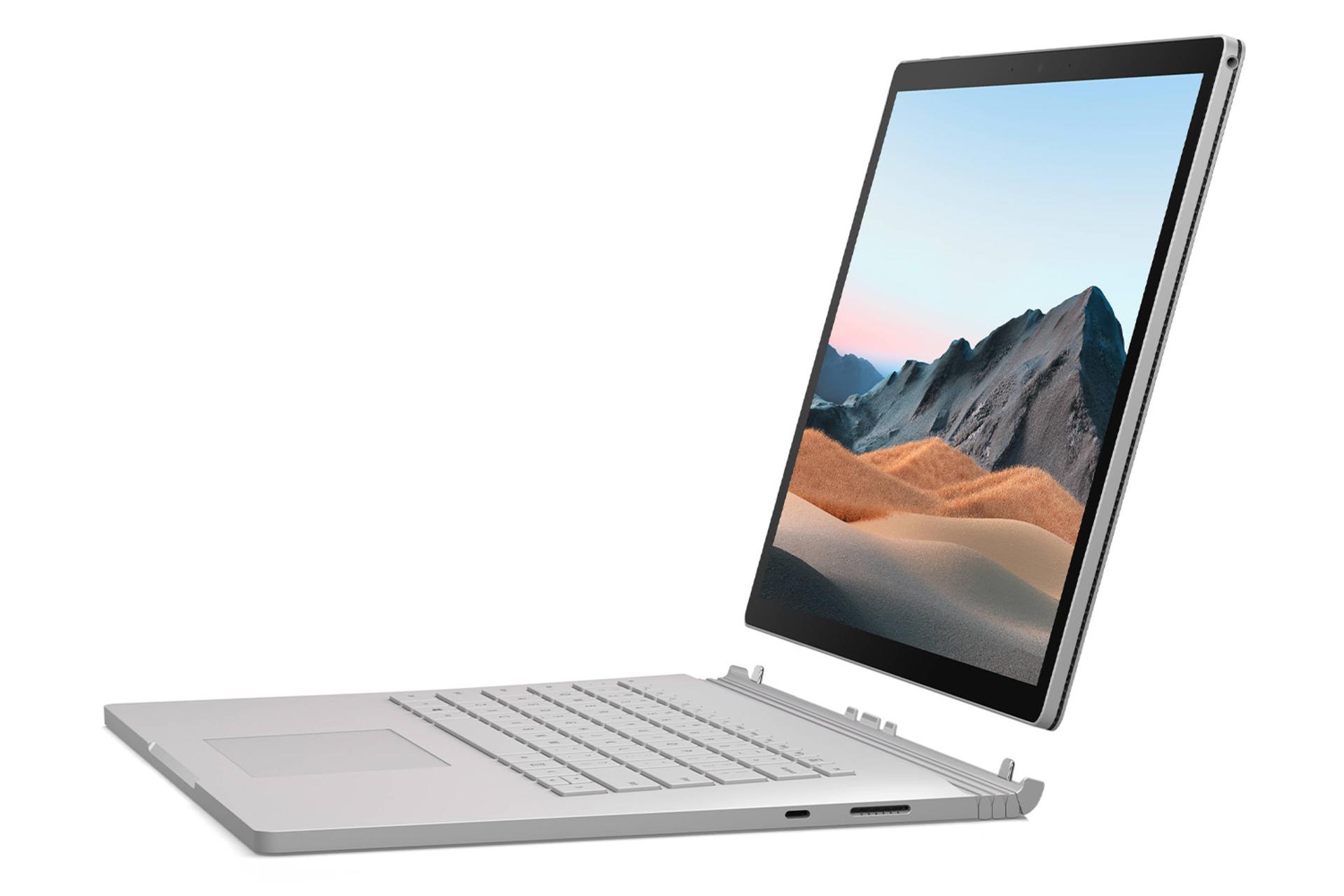 Microsoft Surface Book 3 15 نمای بغل - صفحه نمایش و صفحه کلید و پورت ها / سرفیس بوک 15 مایکروسافت