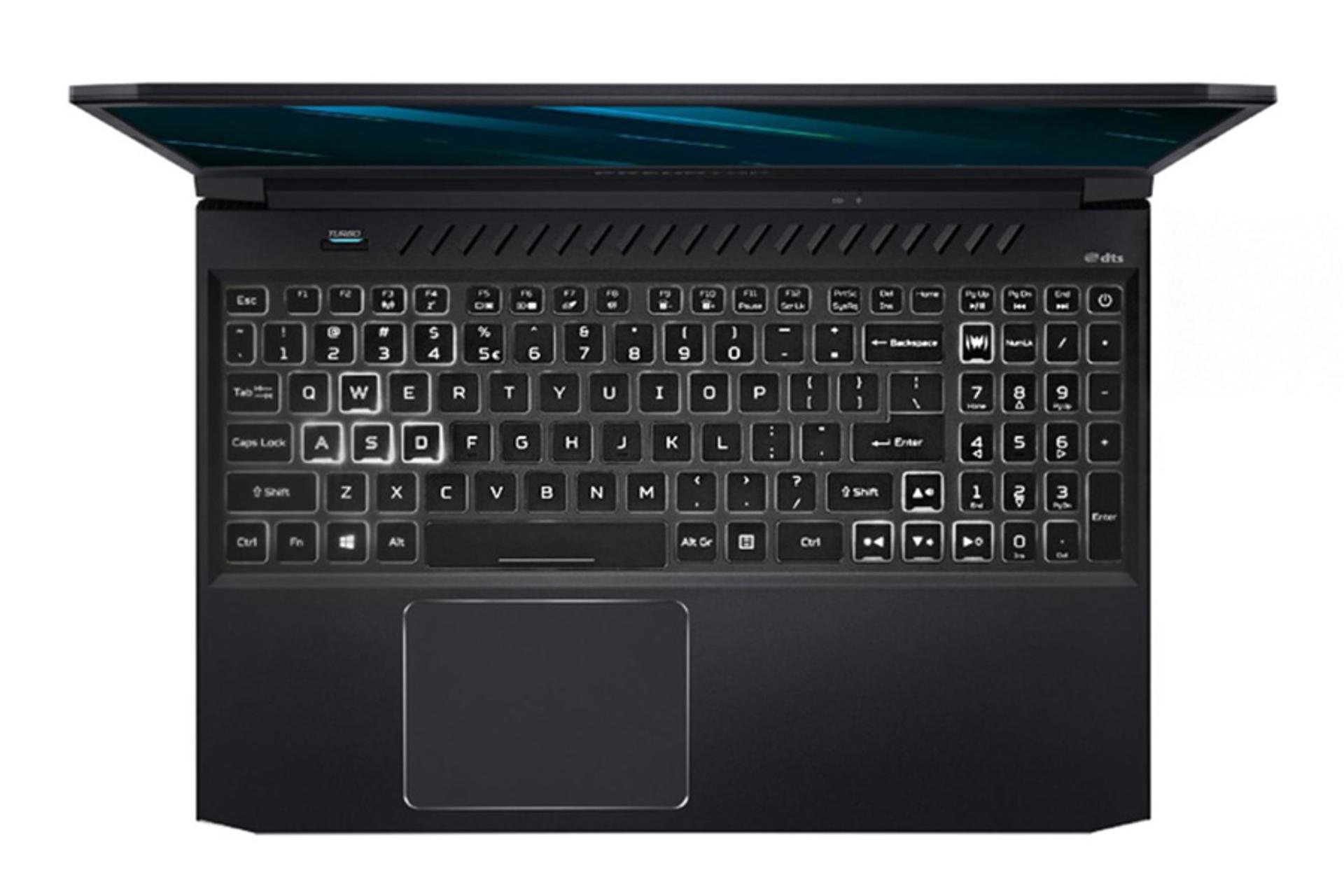 نمای بالا لپ تاپ ایسر پریدیتور هلیوس 300 و نمایش کیبورد