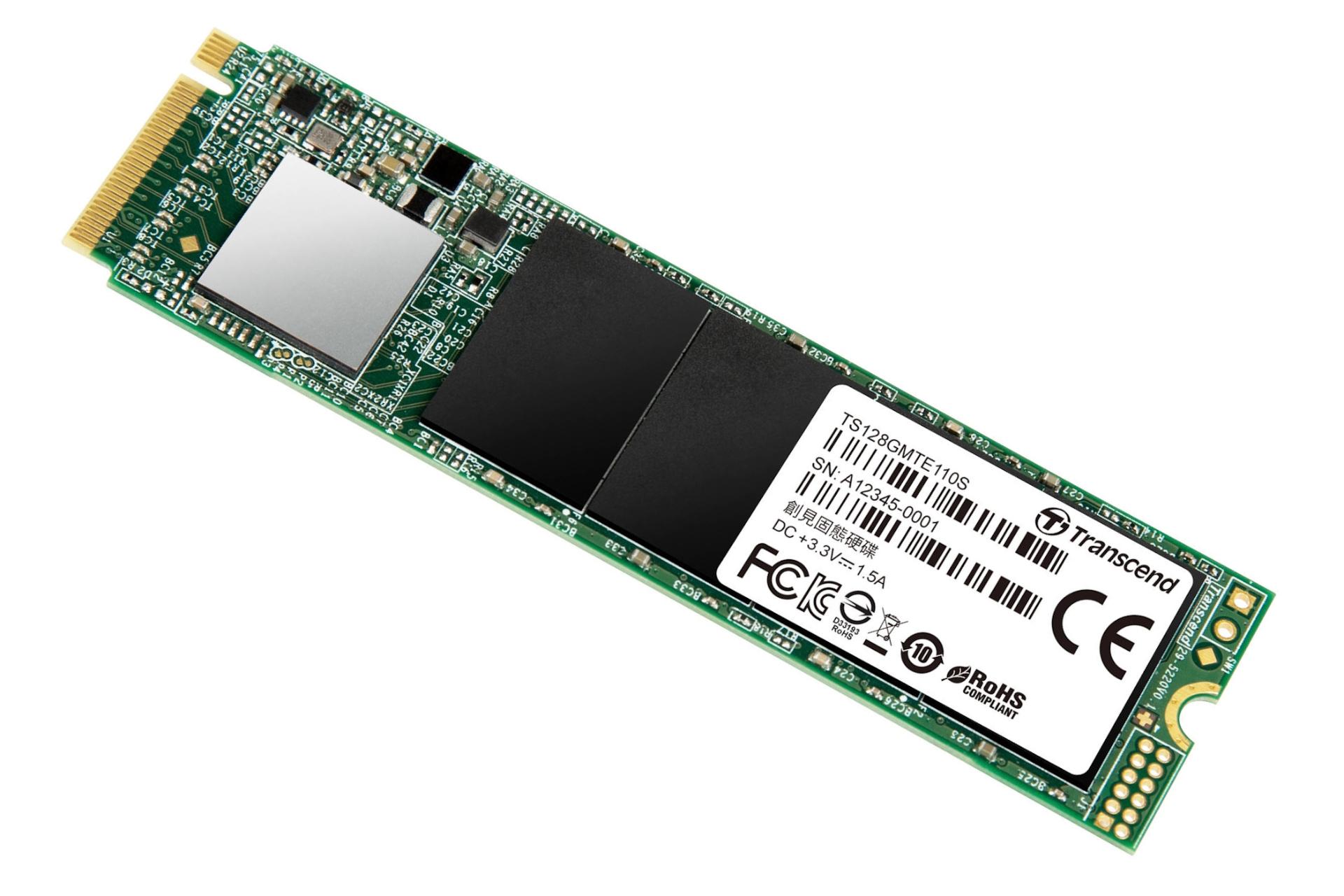 نمای راست SSD ترنسند Transcend 110S NVMe M.2 128GB ظرفیت 128 گیگابایت