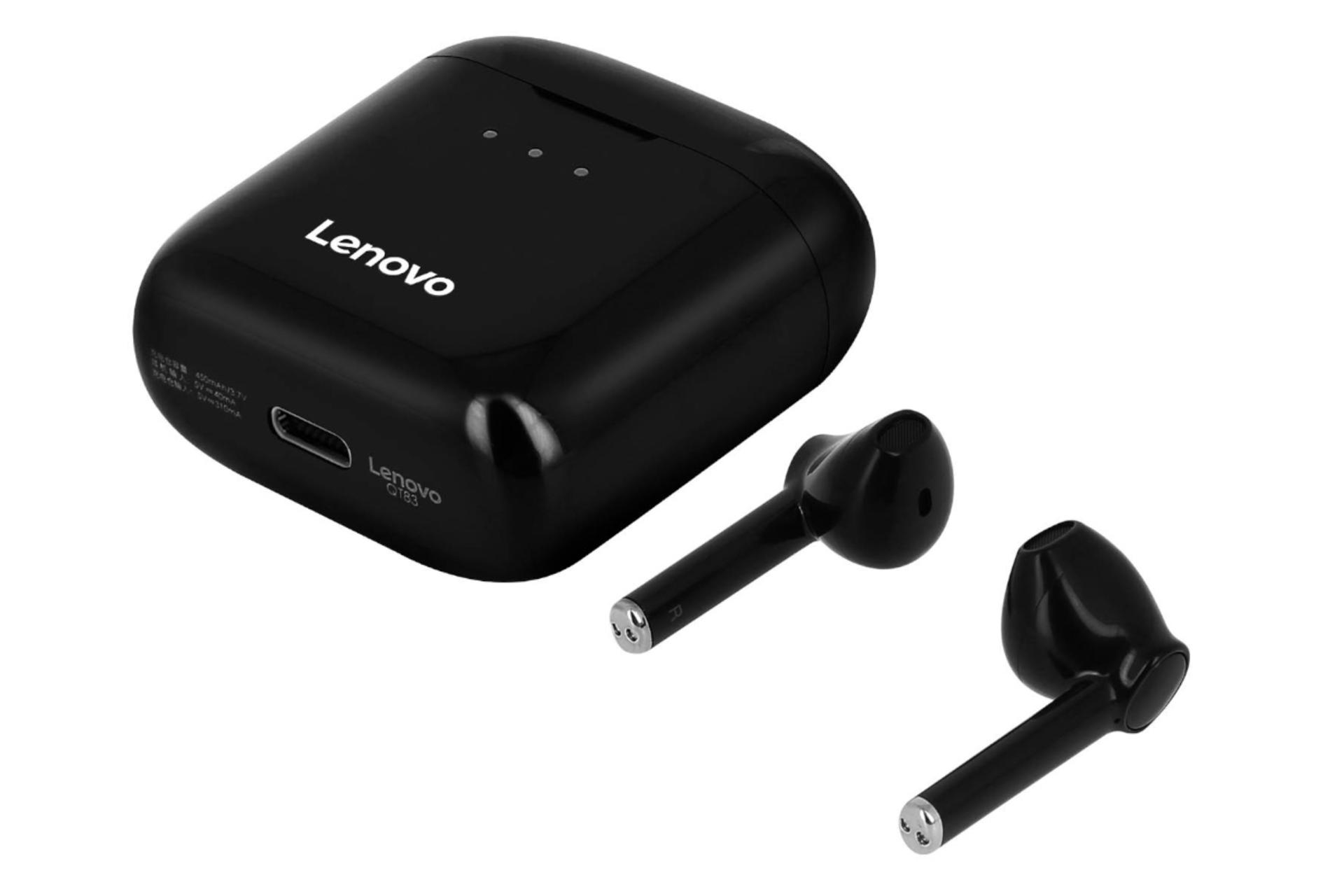 درگاه شارژ ایرباد بی سیم لنوو Lenovo QT83 مشکی